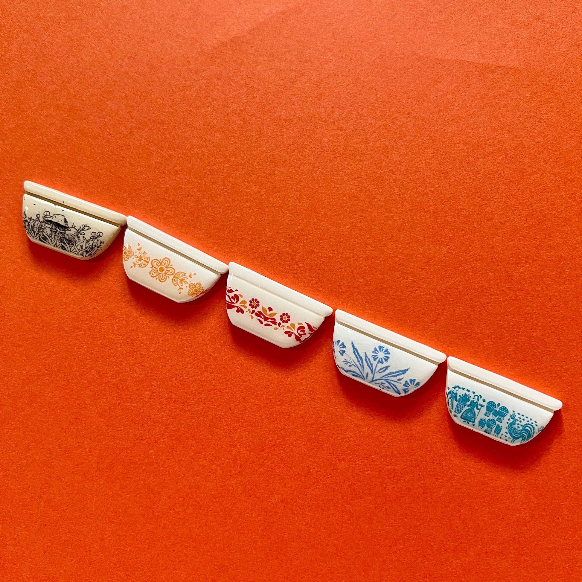 Handmade Pyrex Dish Tiny Magnets in Styles | Historic Prints on Polymer Clay