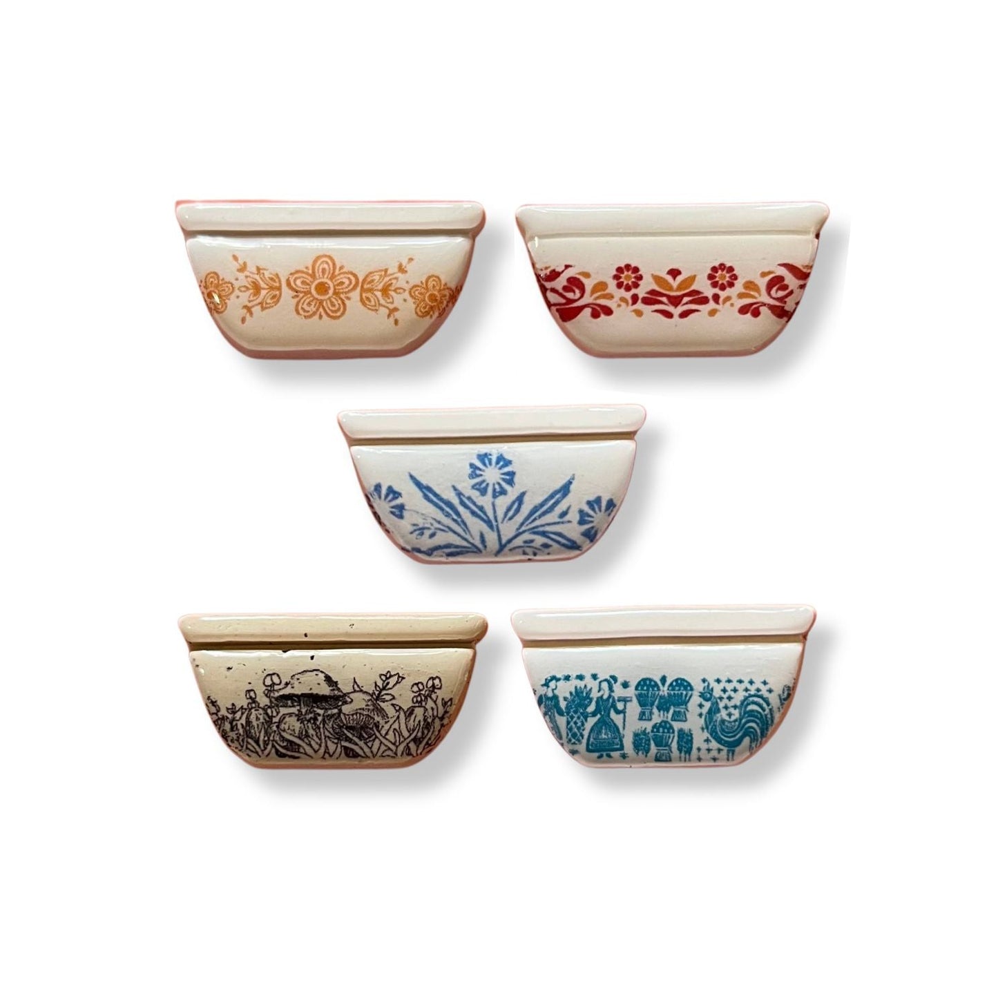 Handmade Pyrex Dish Tiny Magnets in Styles | Historic Prints on Polymer Clay
