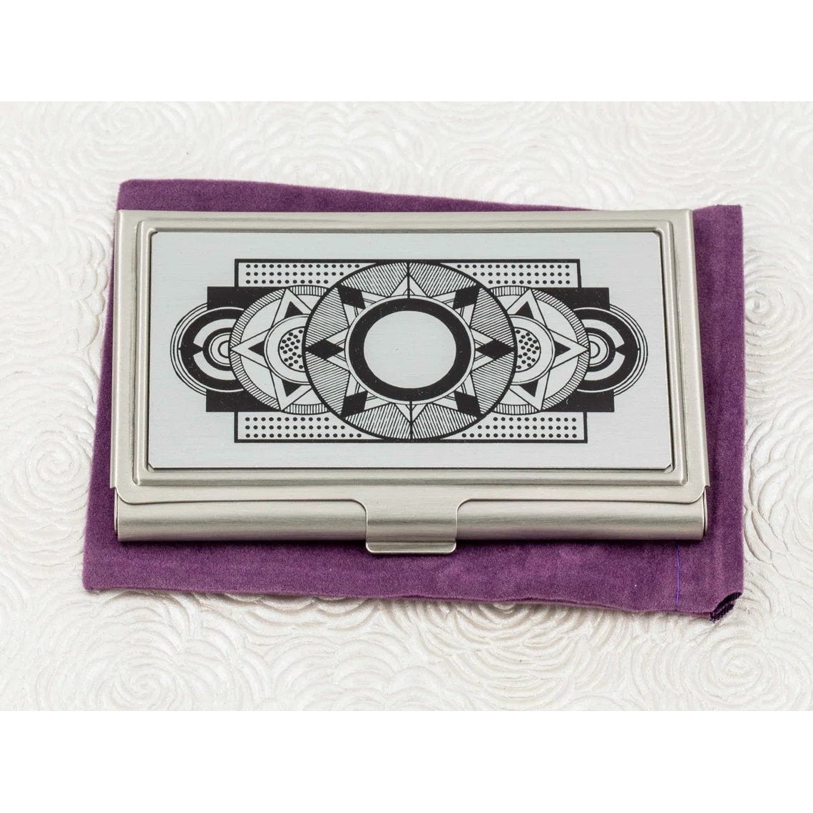 Handmade Silver Art Deco Business Card Holder | ID Card Wallet