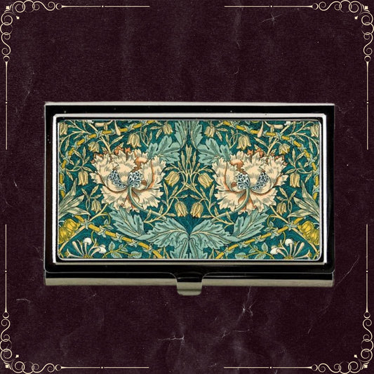Handmade William Morris Honeysuckle Floral Business Card Case
