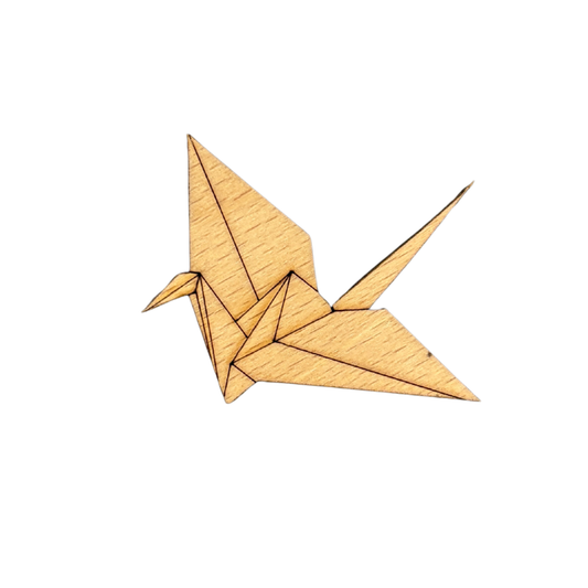 Handmade Wooden Origami Crane Brooch