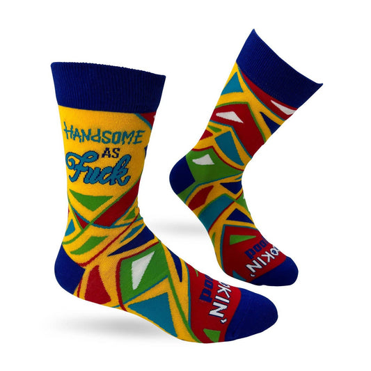 Handsome As Fuck Lookin' Good Men's Novelty Crew Socks | Retro Style