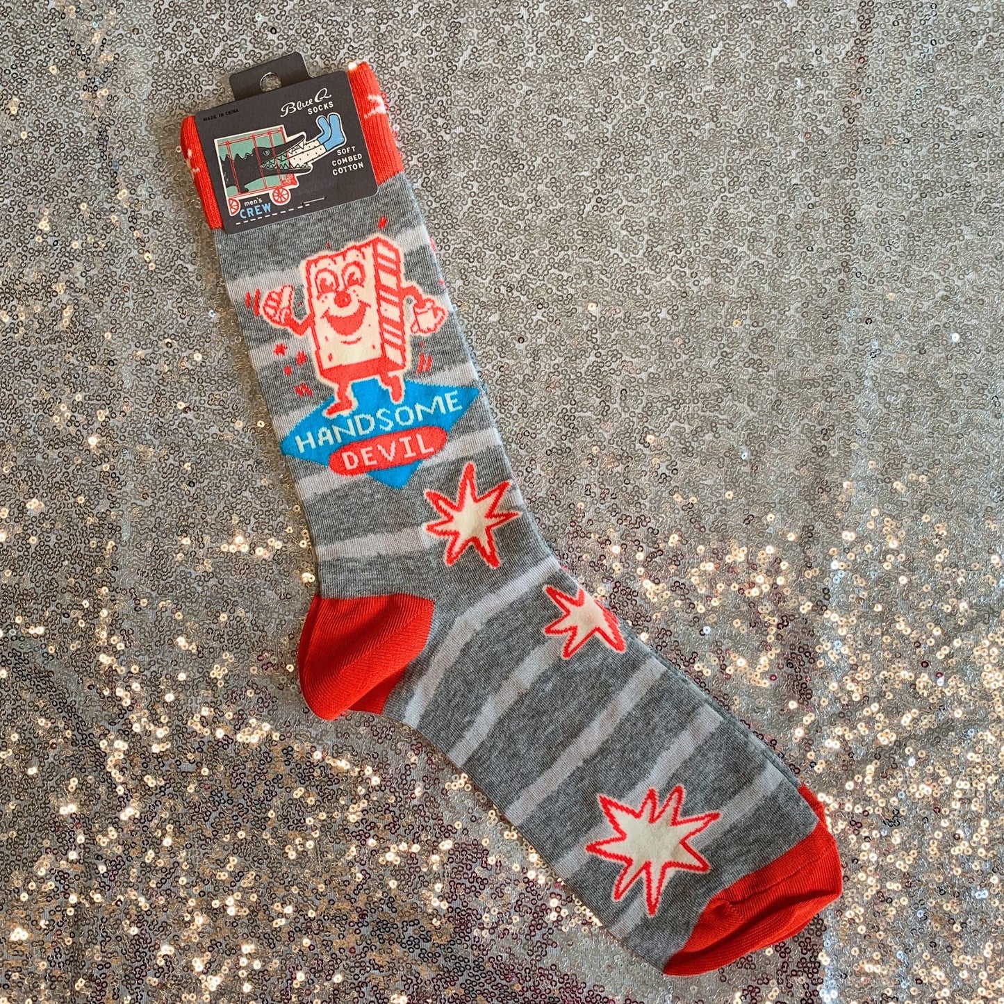 Handsome Devil Men's Crew Socks | Novelty Funny Socks | BlueQ at GetBullish