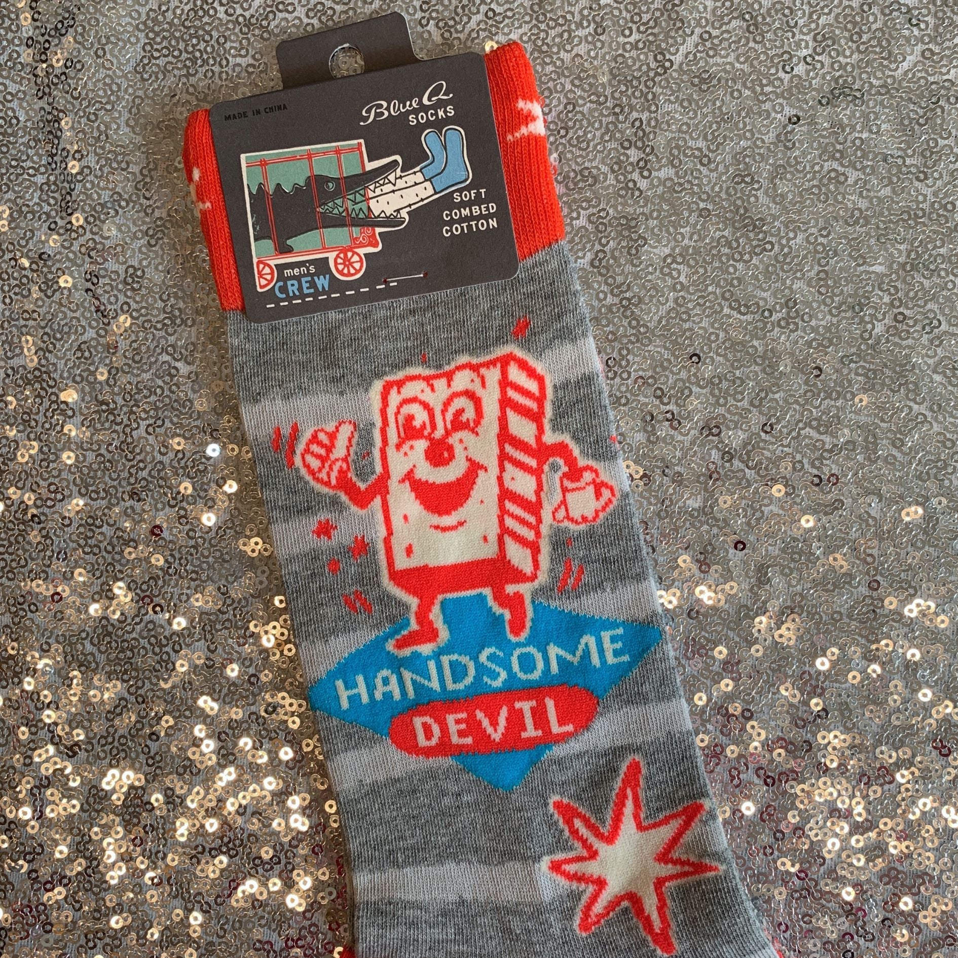 Handsome Devil Men's Crew Socks | Novelty Funny Socks | BlueQ at GetBullish