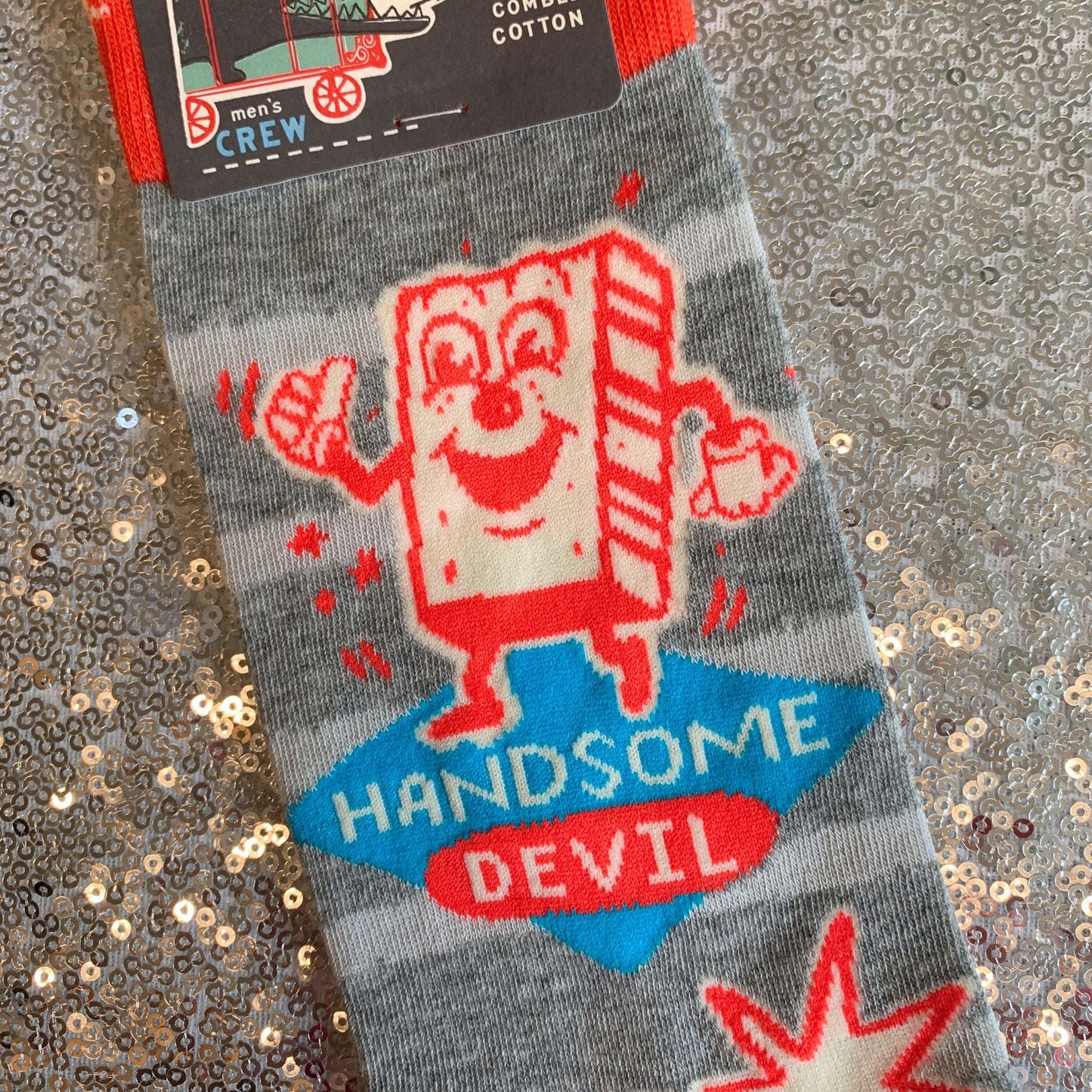 Handsome Devil Men's Crew Socks | Novelty Funny Socks | BlueQ at GetBullish