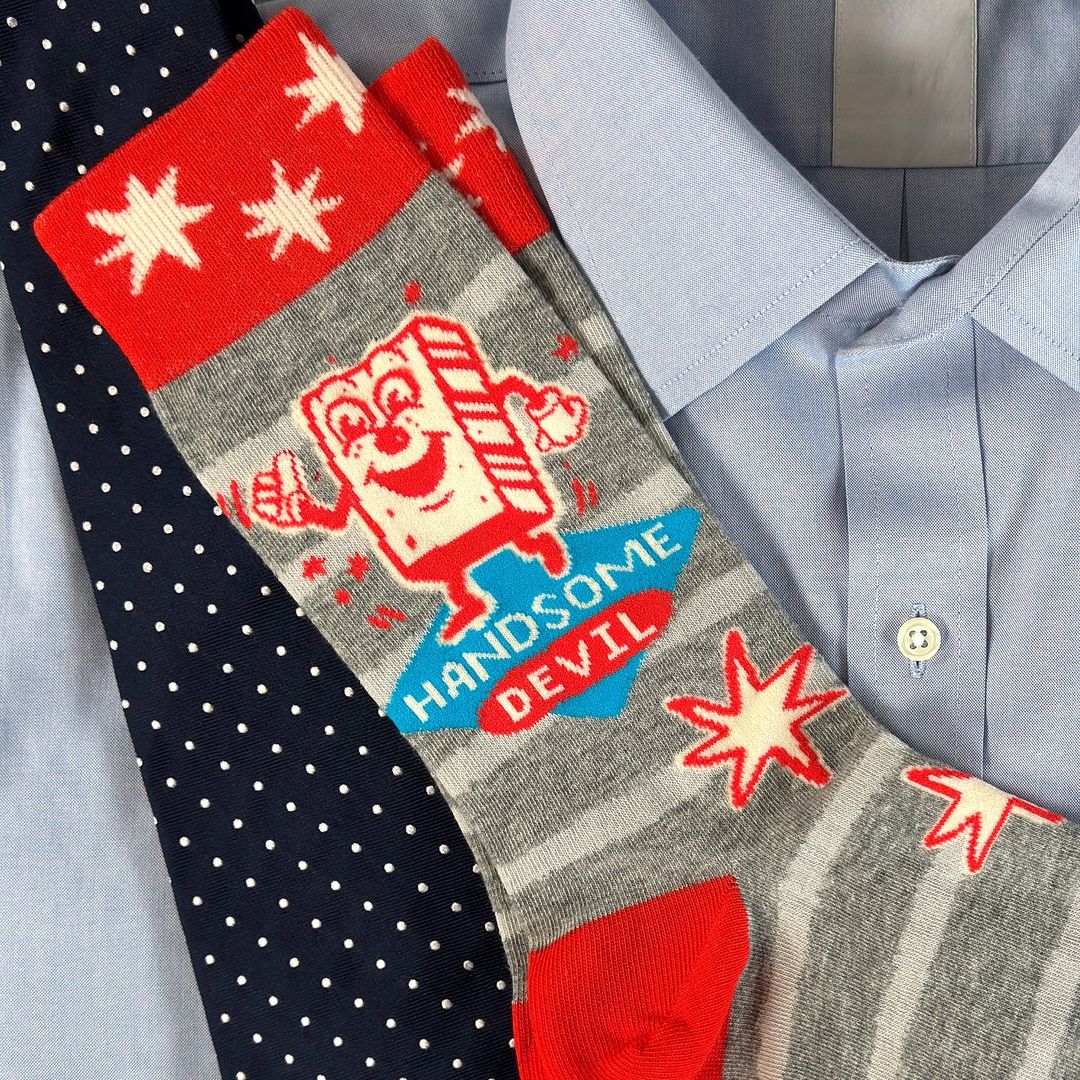 Handsome Devil Men's Crew Socks | Novelty Funny Socks | BlueQ at GetBullish