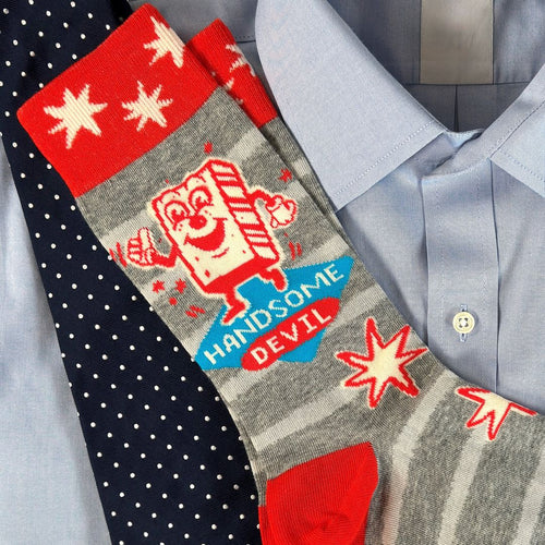 Handsome Devil Men's Crew Socks | Novelty Funny Socks | BlueQ at GetBullish