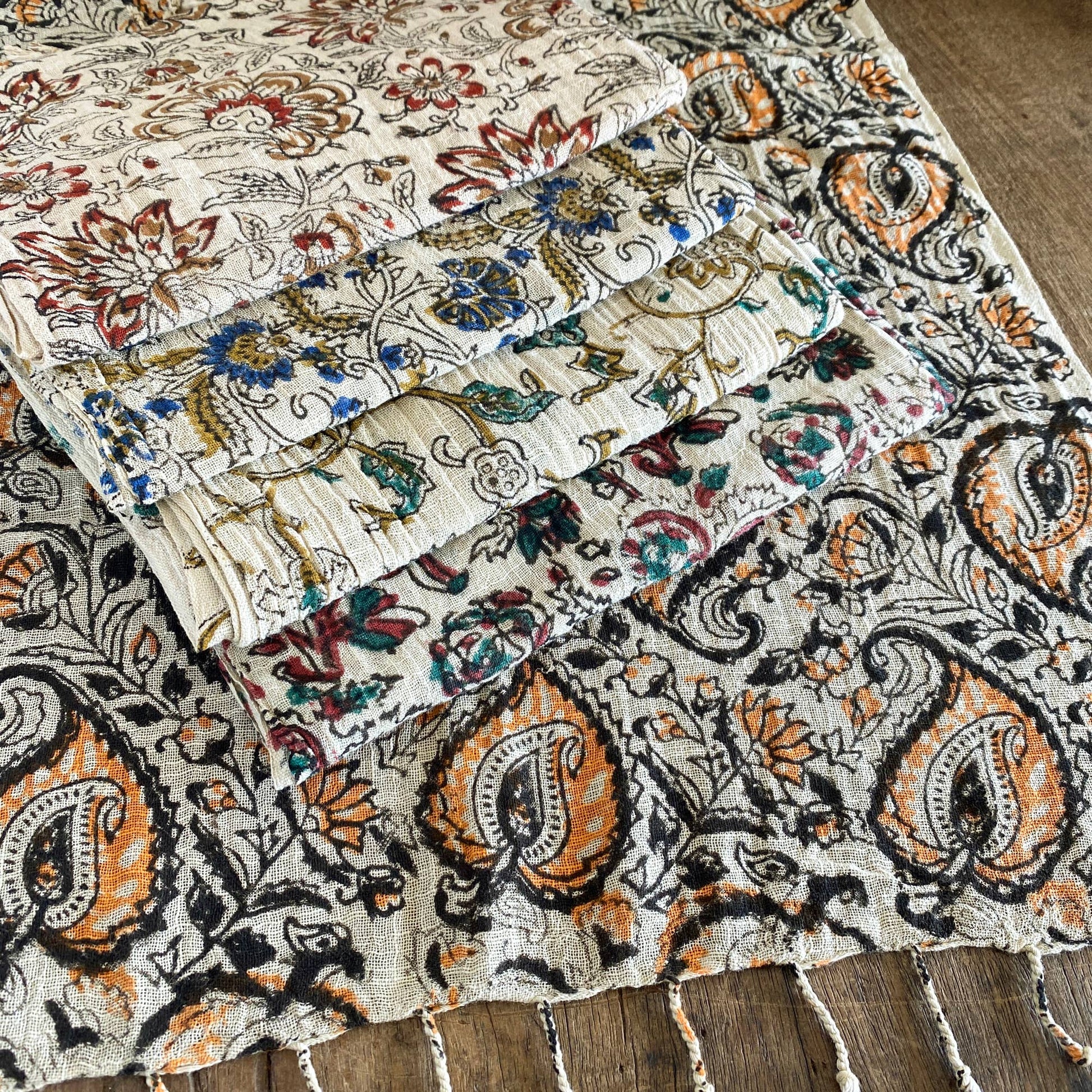 Handwoven Cotton Bagru Scarf | Made in India Printed Shawl | 55 x 160cm