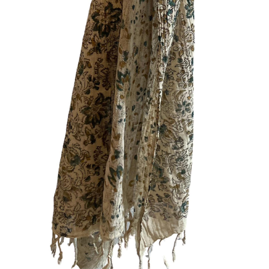 Handwoven Cotton Bagru Scarf | Made in India Printed Shawl | 55 x 160cm
