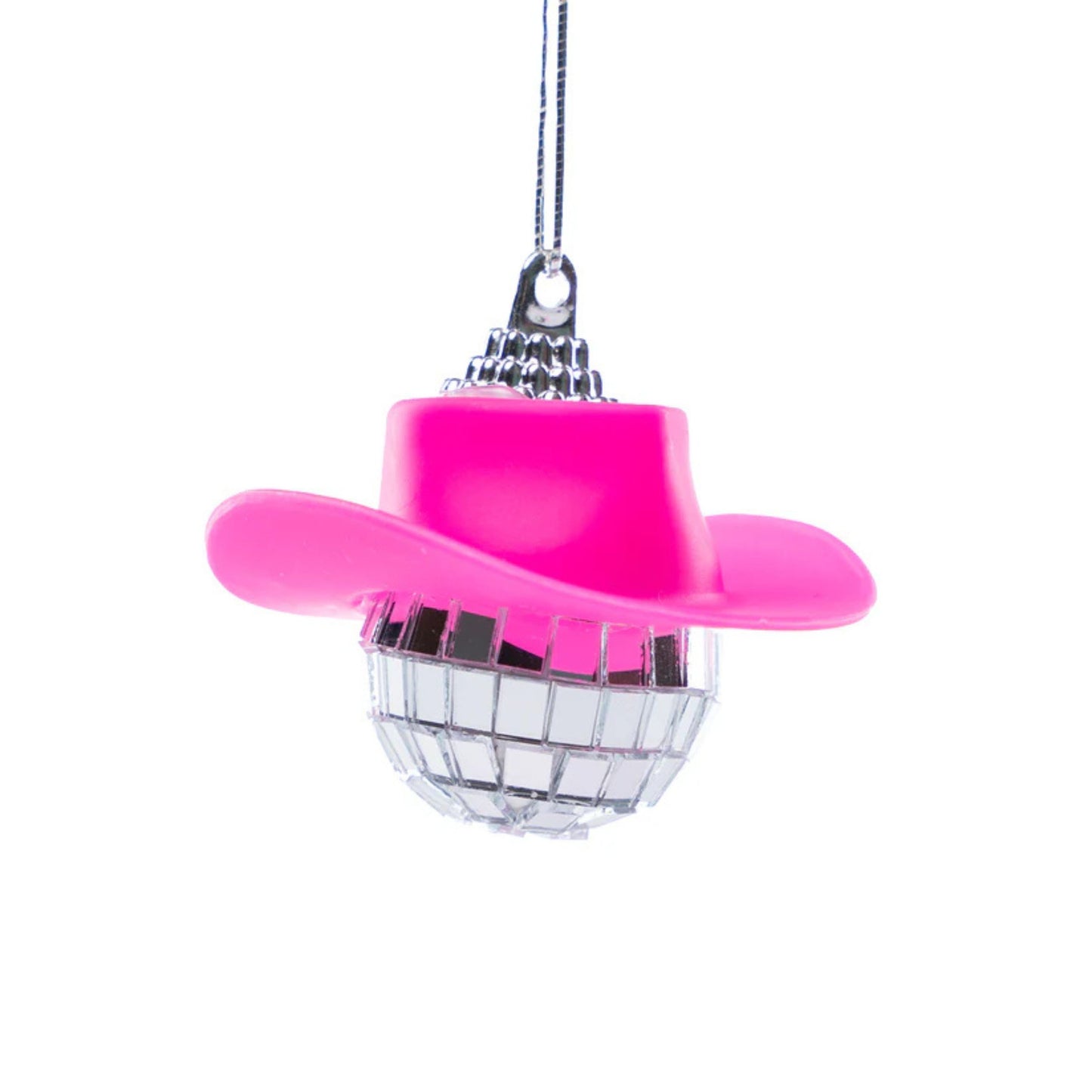 Hanging Cowboy Disco Ball | Pink Cowgirl Hat Rearview Mirror Charm