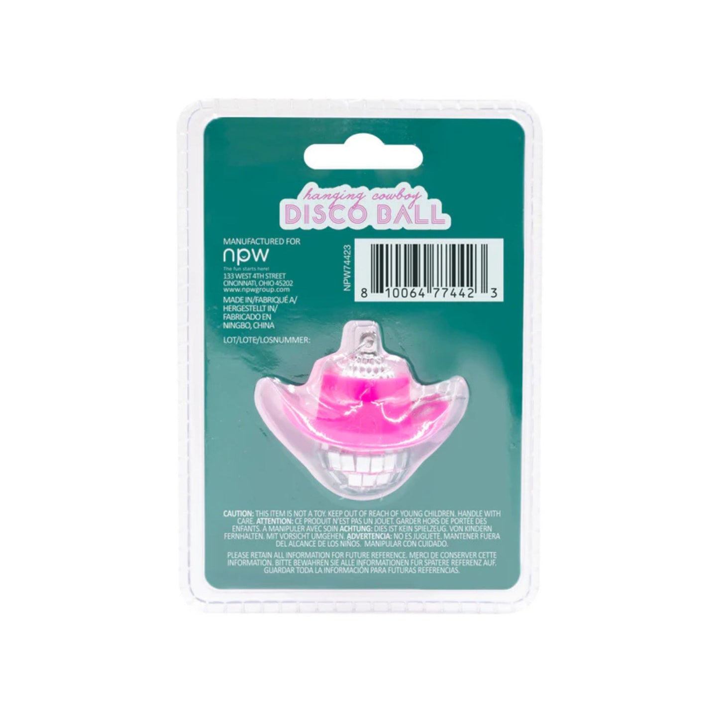 Hanging Cowboy Disco Ball | Pink Cowgirl Hat Rearview Mirror Charm