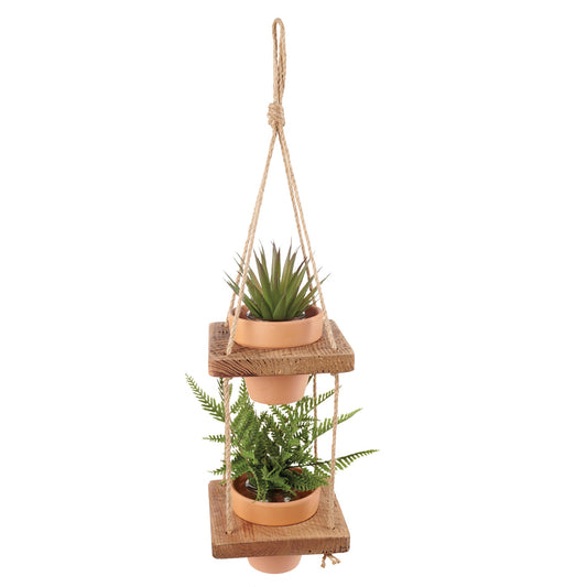 Hanging Terra Cotta Planter | Hanging Ceramic Plant Pot Holder | 6" x 22" x 6"