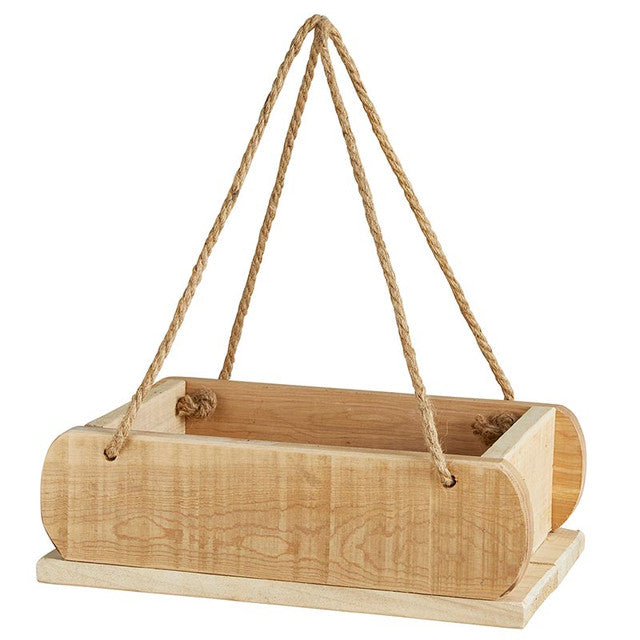 Hanging Wood Planter with Twine Rope Hanging Loops | 12"L x 7"W x 4"H