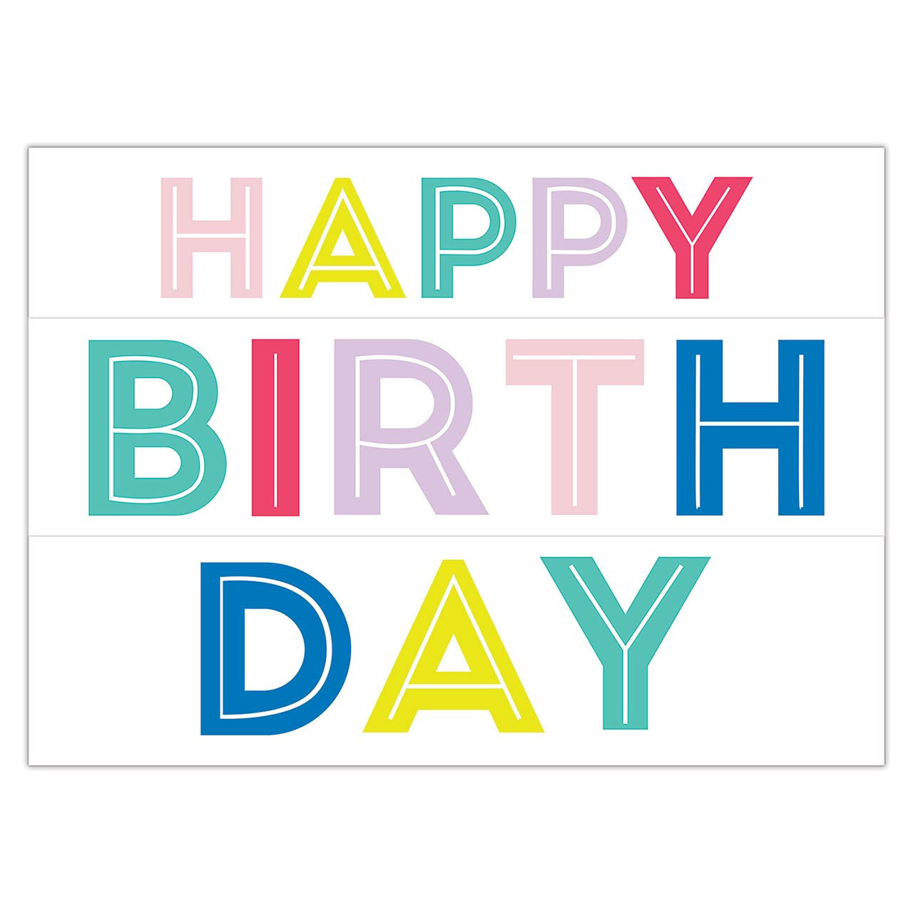 Colorful 'Happy Birthday' text on a white background