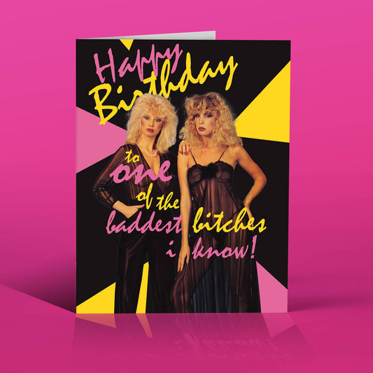 Happy Birthday To One Of The Baddest Bitches I Know! 80’s Birthday Card | Funny Edgy Adult Birthday Greeting