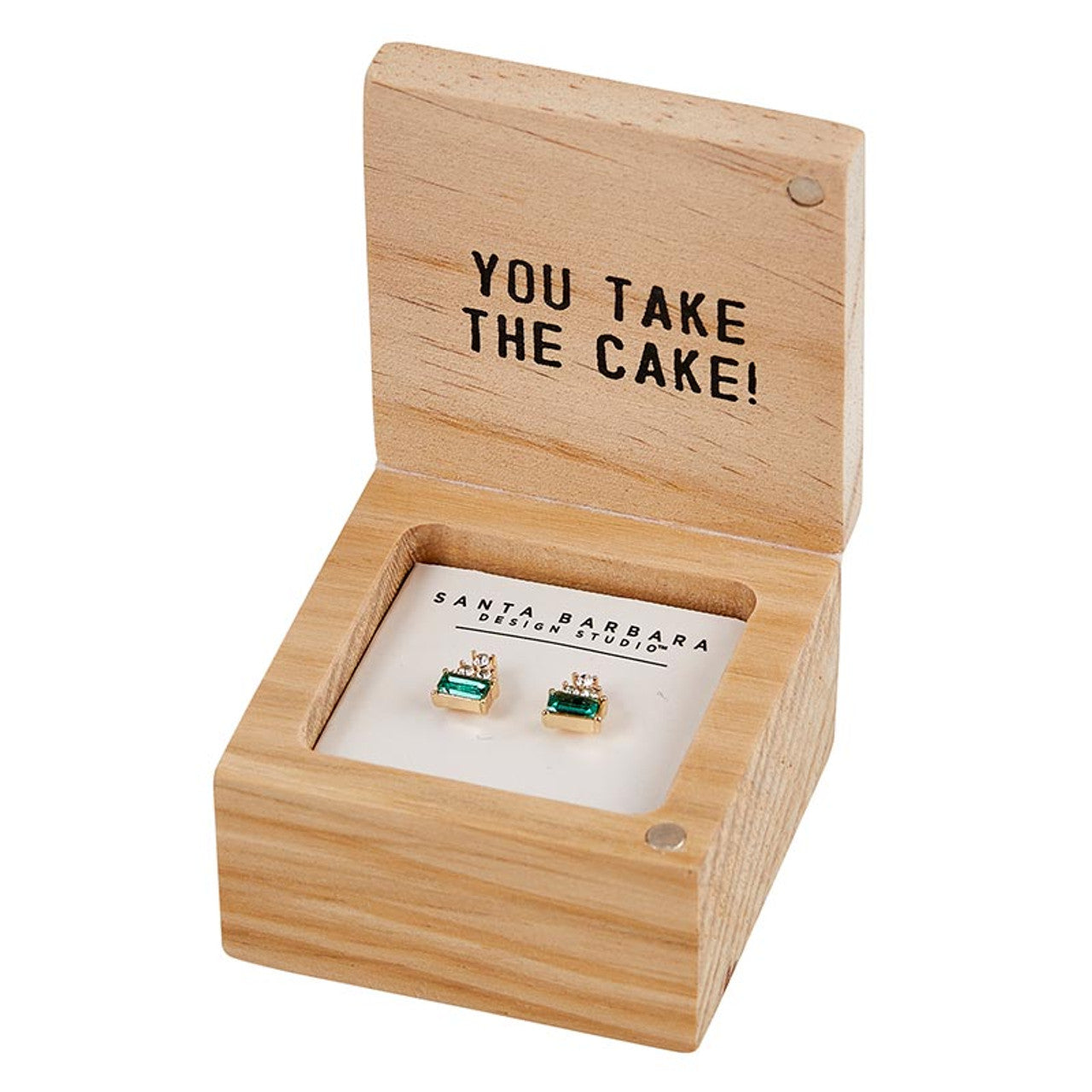 Happy Birthday Treasure Box Earrings | Cake-shaped Earrings in Wooden Gift Box