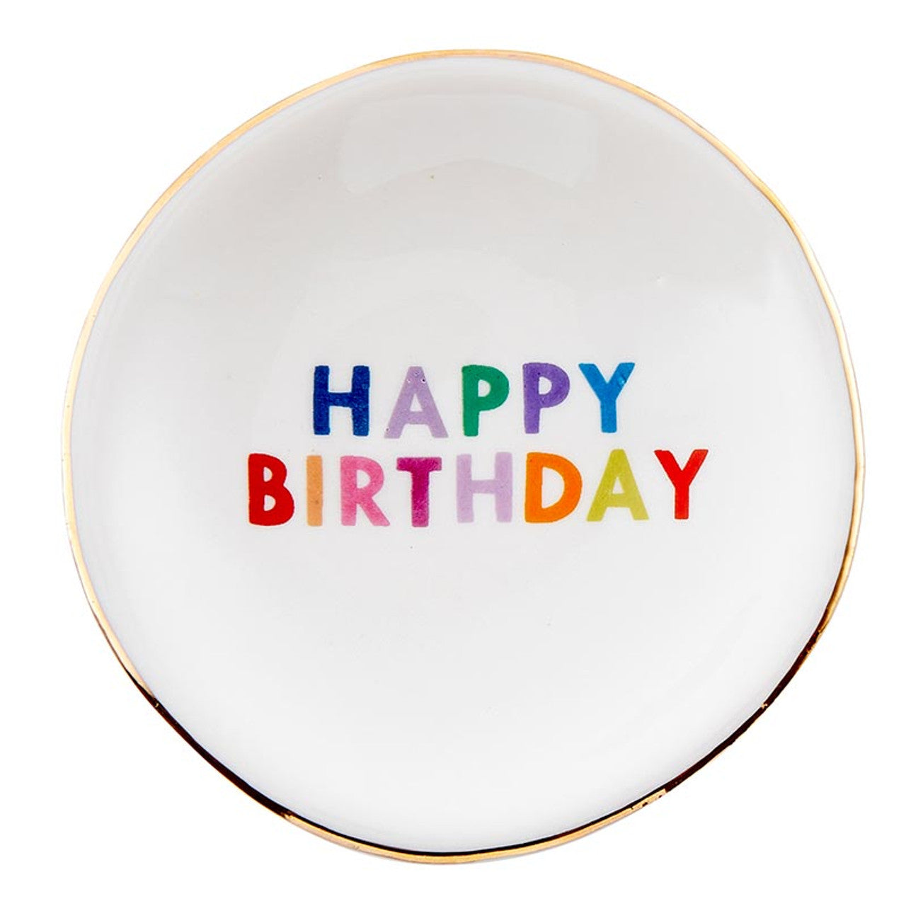 Happy Birthday Trinket Tray & Earring Set | Ceramic Dish Tray and Jewelry Gem Stones Earring Gift Set