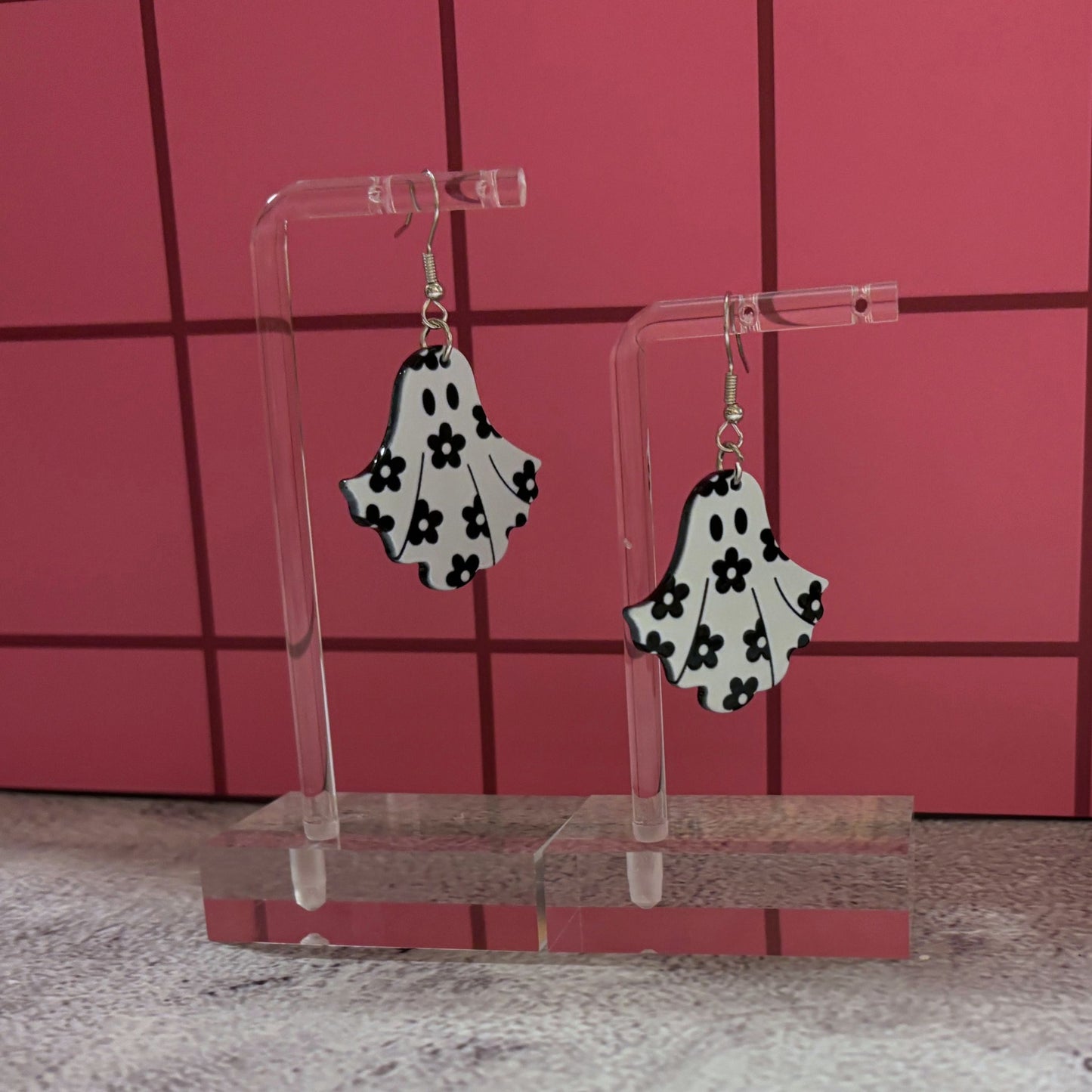 Happy Flora Ghost Earrings | Cute Spooky Halloween Acrylic Jewelry Gift for Her