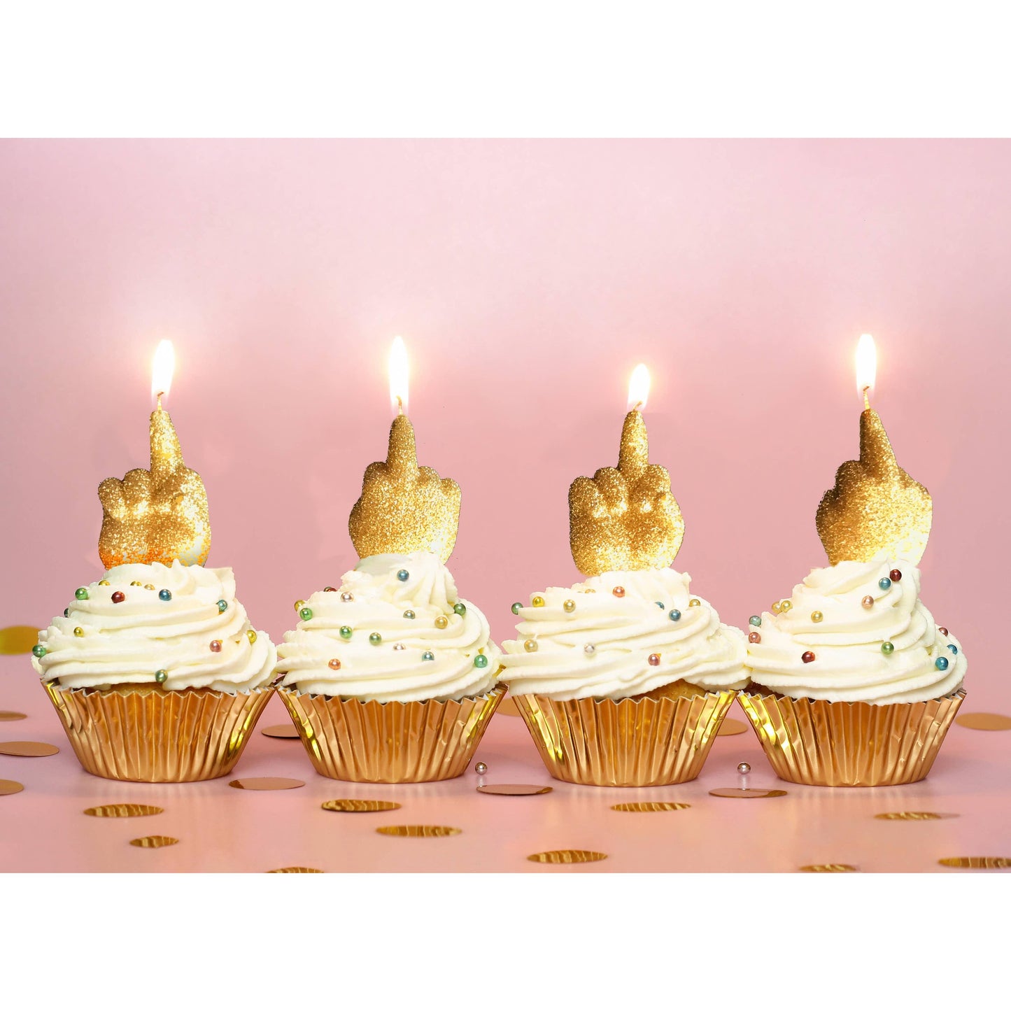 Happy Fucking Birthday FU Finger Candle Set | Gold Glitter Cake Candles