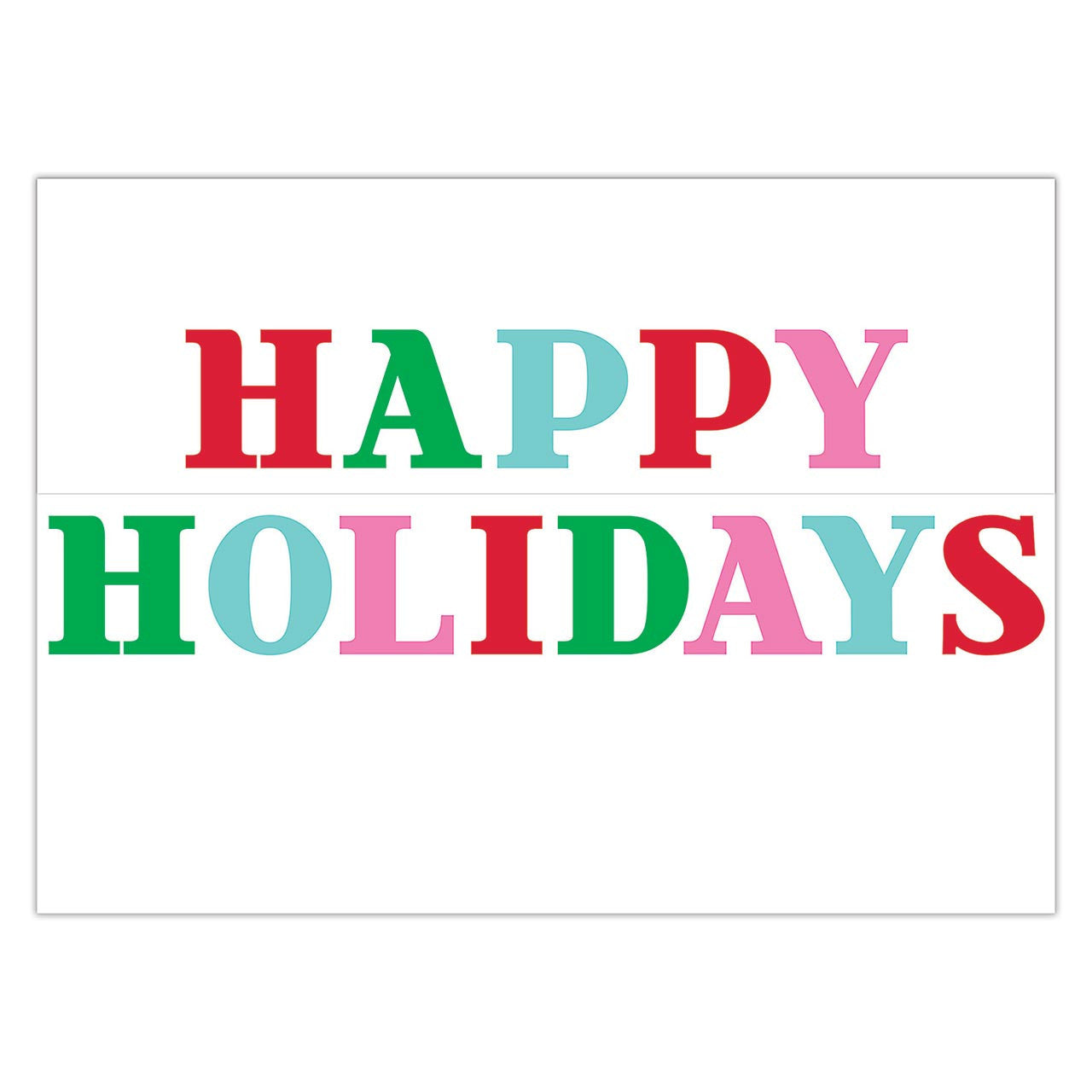 Colorful 'Happy Holidays' text on a white background