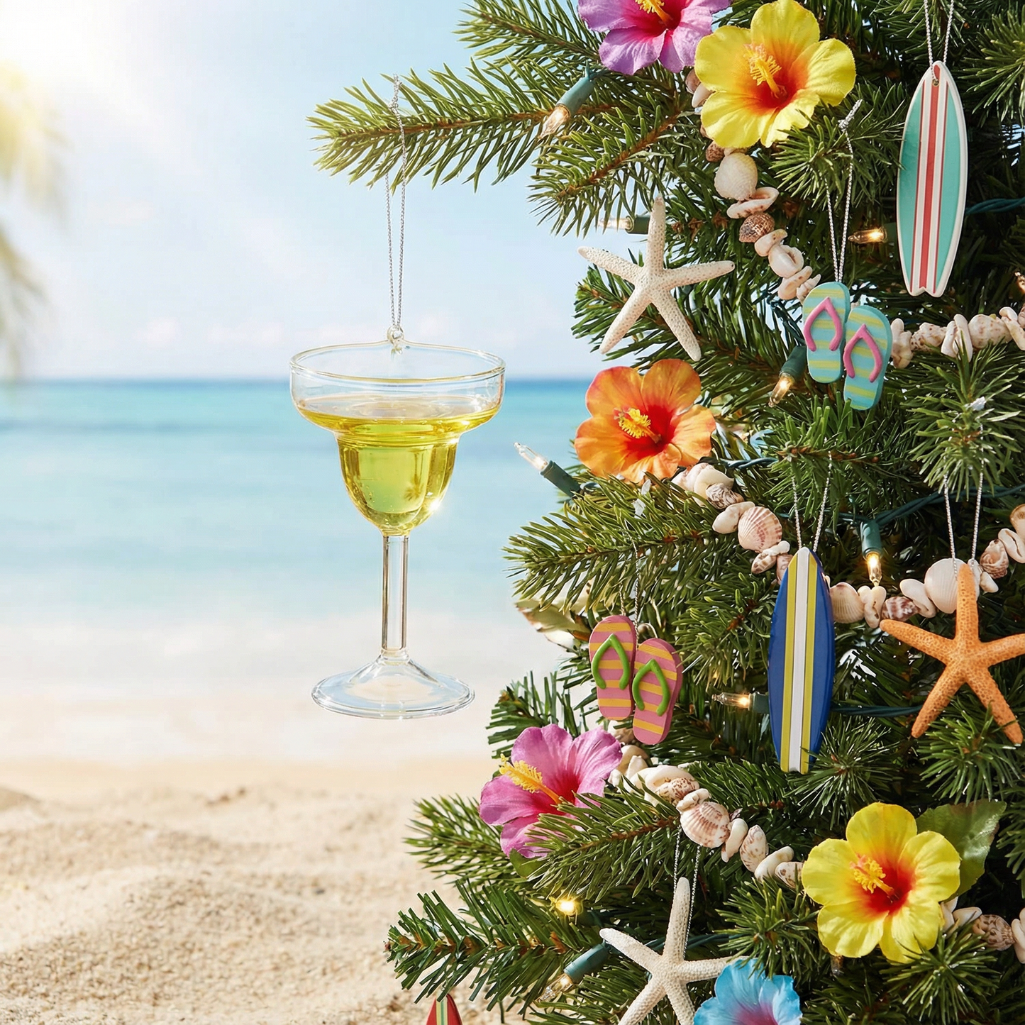 Happy Hour Hand-Crafted Glass Ornament | Real Liquid Inside | Wine, Martini, or Margarita