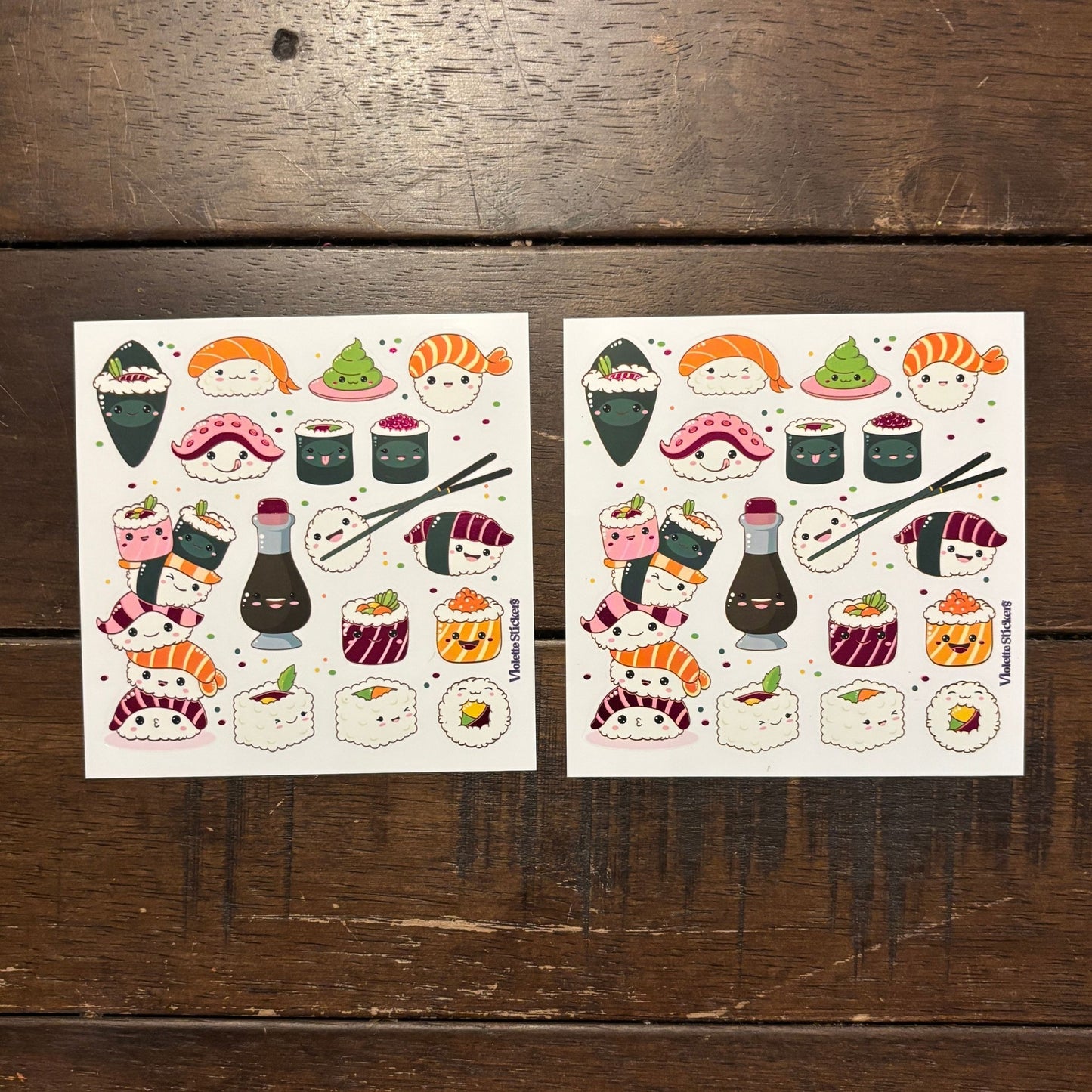 Happy Sushi Stickers | 4" x 4" | 2 Sheets