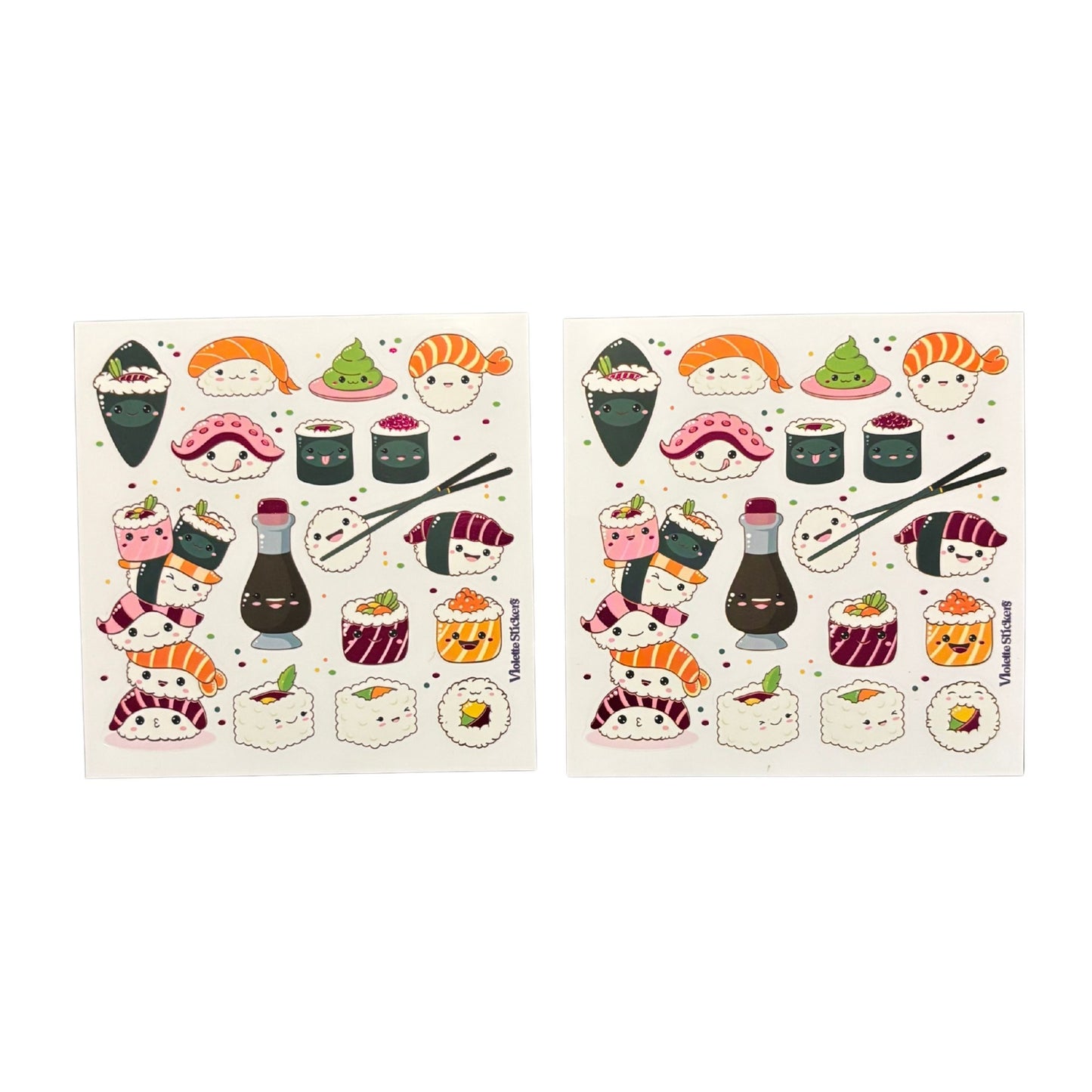 Happy Sushi Stickers | 4" x 4" | 2 Sheets
