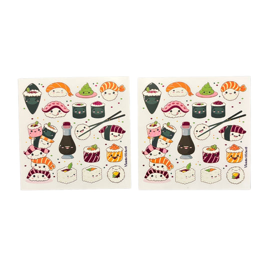Happy Sushi Stickers | 4" x 4" | 2 Sheets-Violette Stickers-The Bullish Store