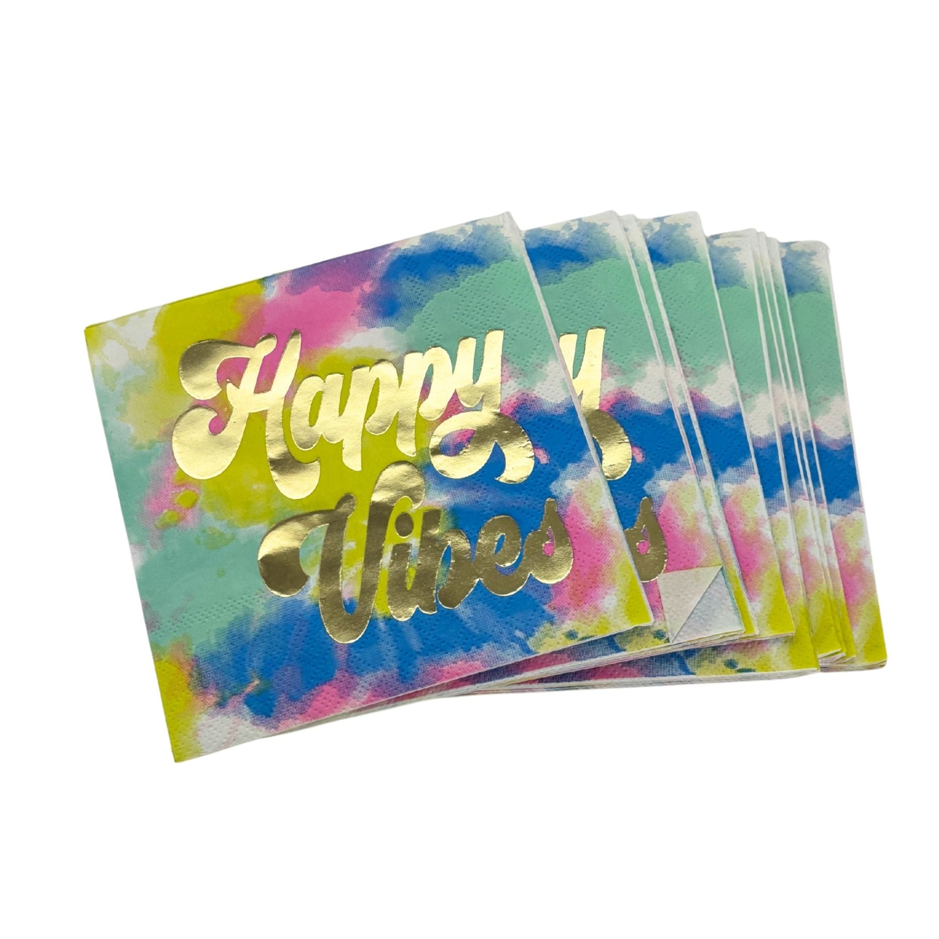 Happy Vibes Coaster Mug and Cocktail Napkin Bundle | Giftable Drinkware Set-Slant-The Bullish Store
