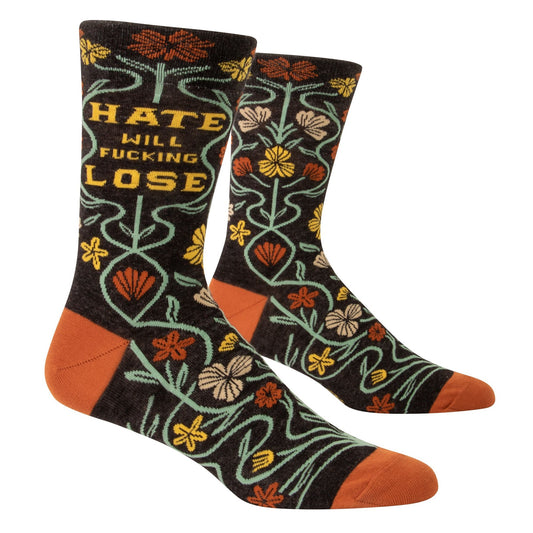 Hate Will Fucking Lose Men's Crew Socks | Pride LGBT | All-Over Floral Print