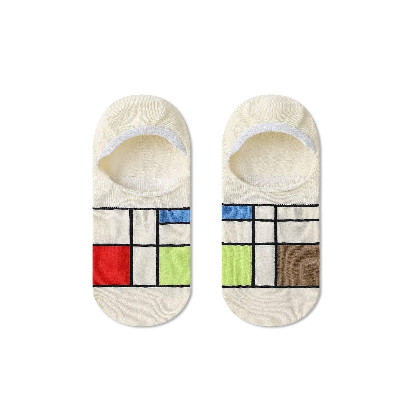 Haus No-Show Socks | Black or Off White Bauhaus-Inspired Invisible Socks | Lightweight Non-Slip Socks