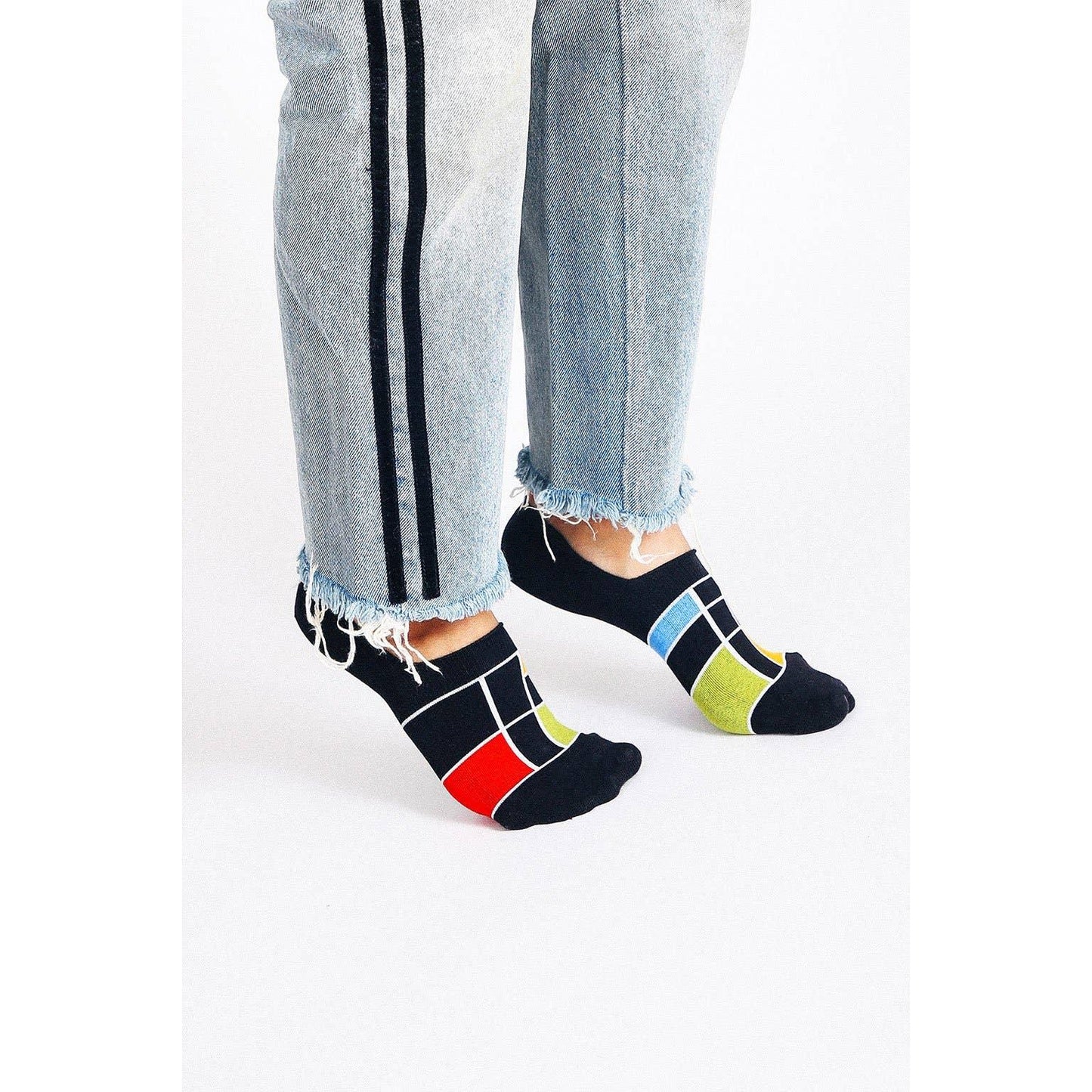 Haus No-Show Socks | Black or Off White Bauhaus-Inspired Invisible Socks | Lightweight Non-Slip Socks