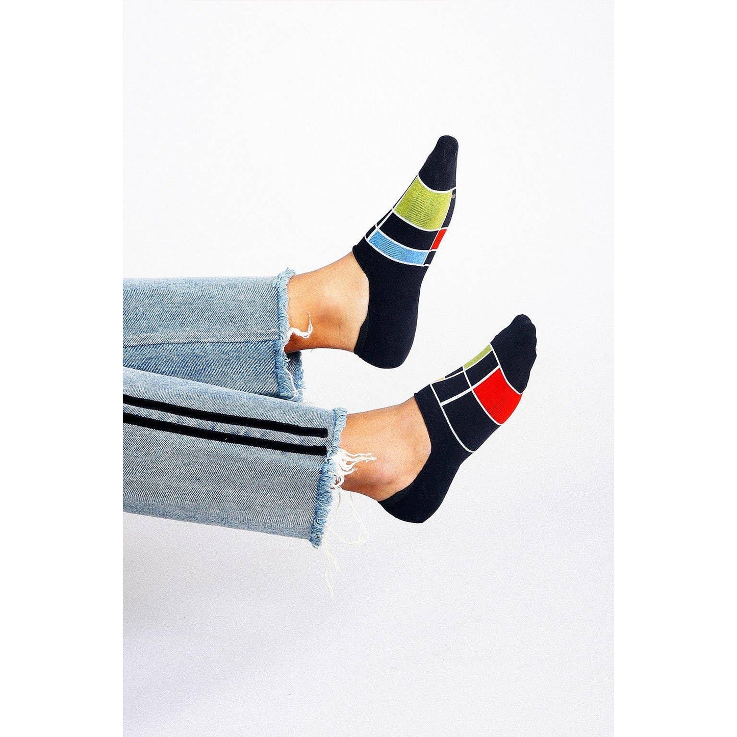Haus No-Show Socks | Black or Off White Bauhaus-Inspired Invisible Socks | Lightweight Non-Slip Socks