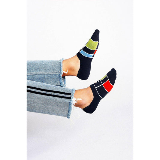 Haus No-Show Socks | Black or Off White Bauhaus-Inspired Invisible Socks | Lightweight Non-Slip Socks