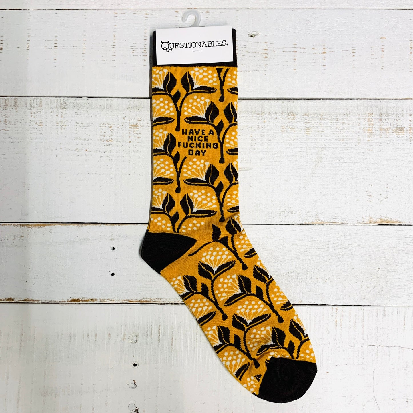 Have A Nice Fucking Day Socks | Floral Pattern