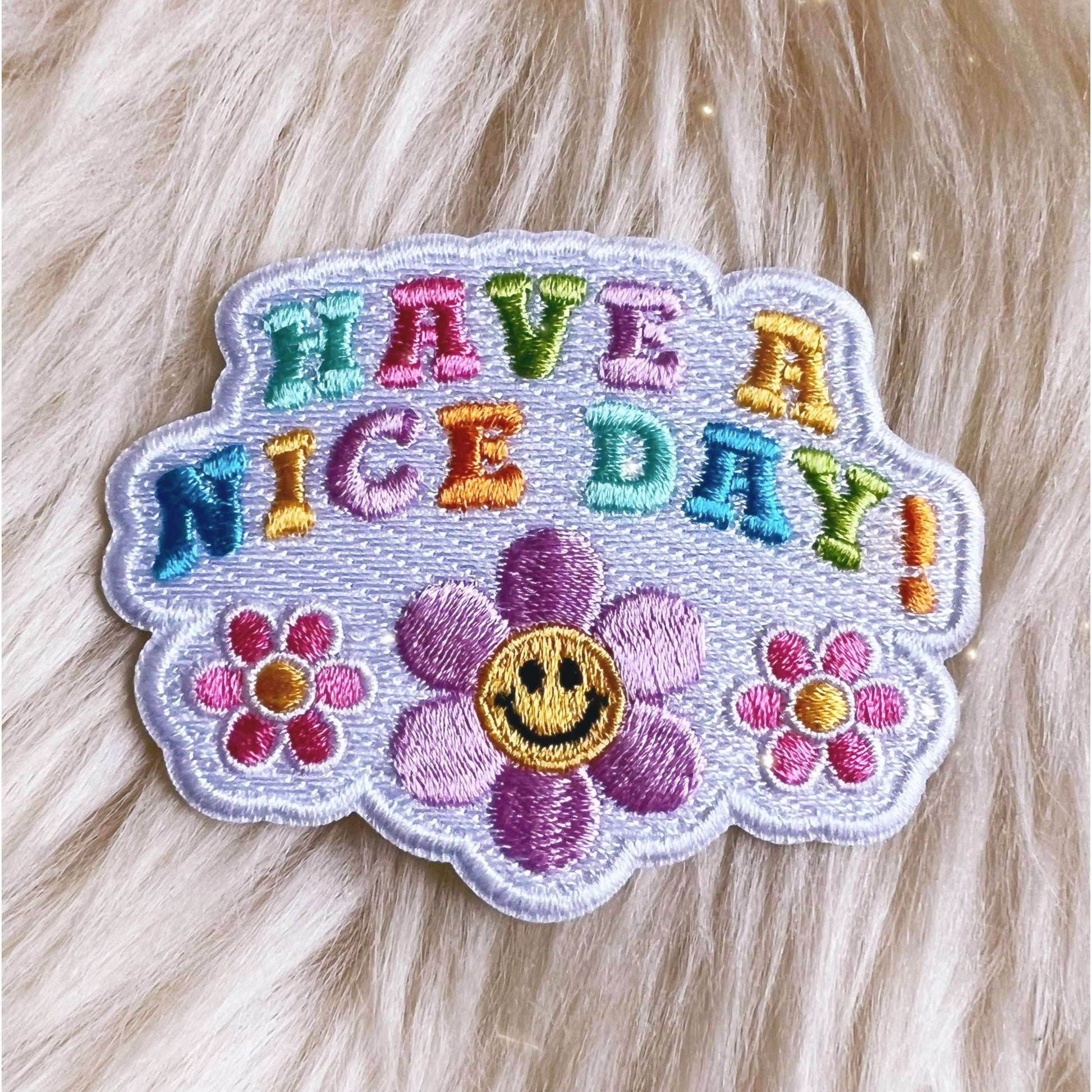 Have a Nice Day Positivity Quote Iron On Patches | Embroidered Applique