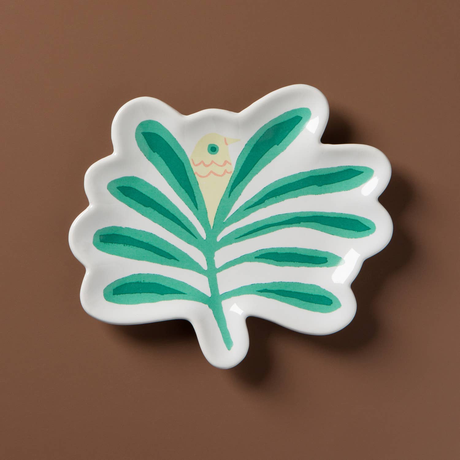 Haven Palm Tree Shaped Ceramic Trinket Tray | Catch-all Decorative Tray | 4.75” x 4”