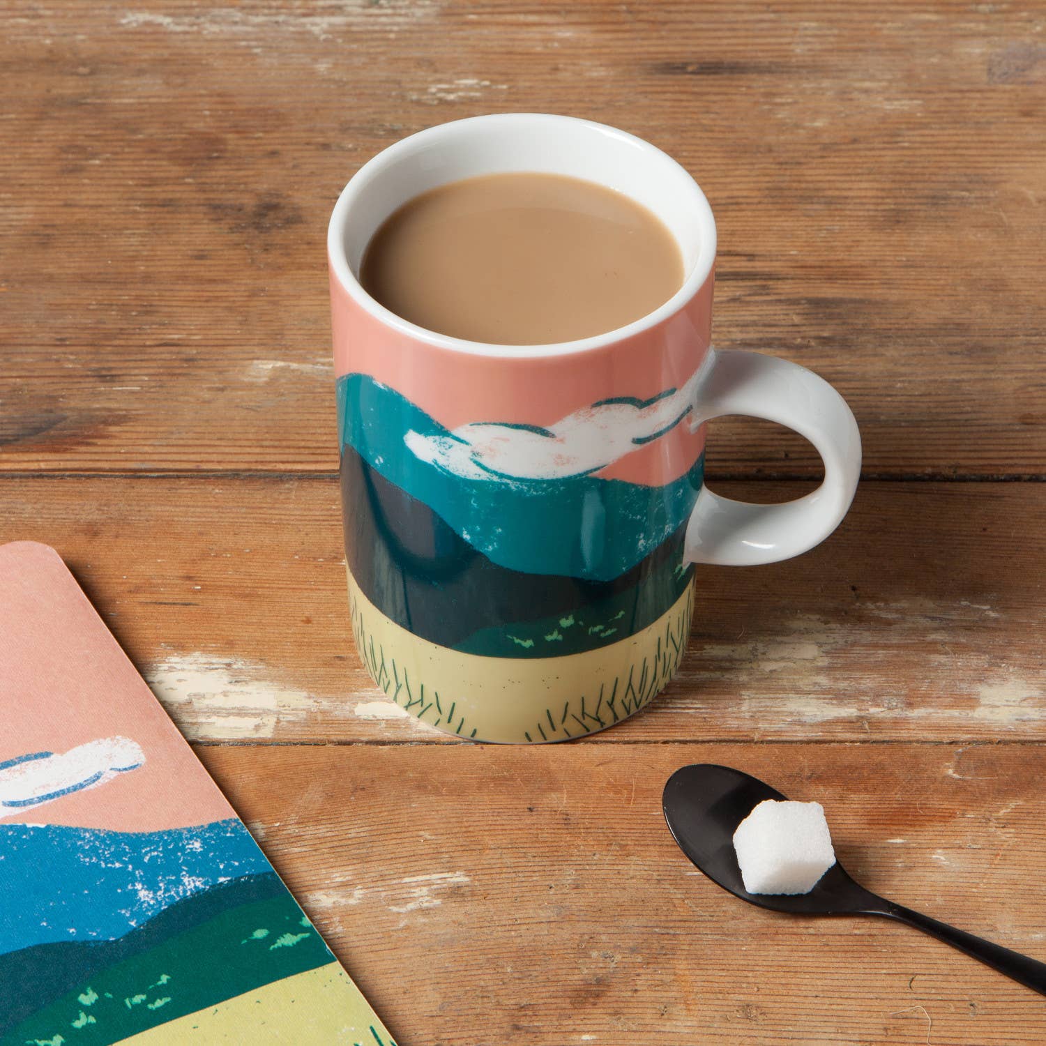 Haven Tall Ceramic Mug | Small Loop Handle Coffee Tea Cup | 14 oz