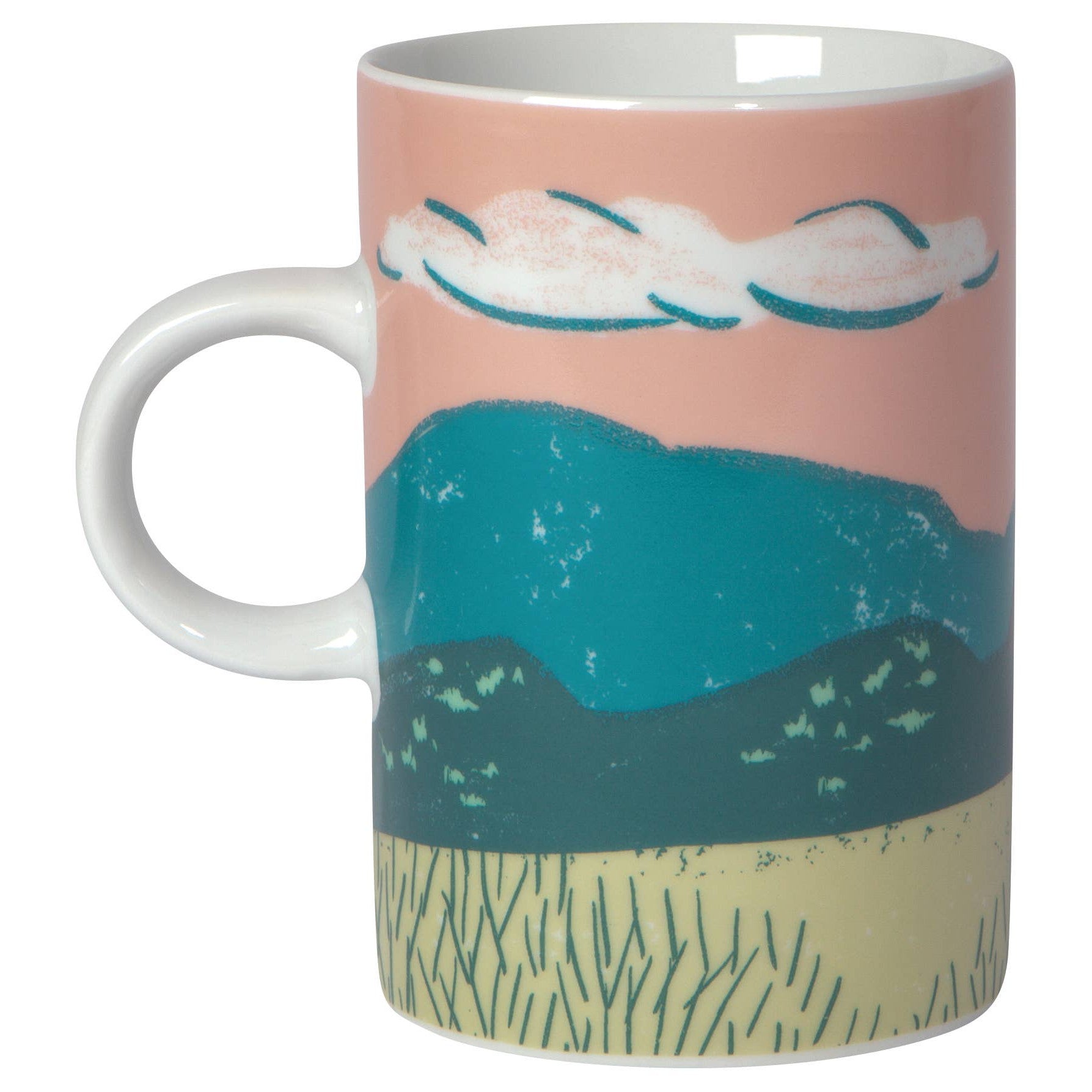 Haven Tall Ceramic Mug | Small Loop Handle Coffee Tea Cup | 14 oz