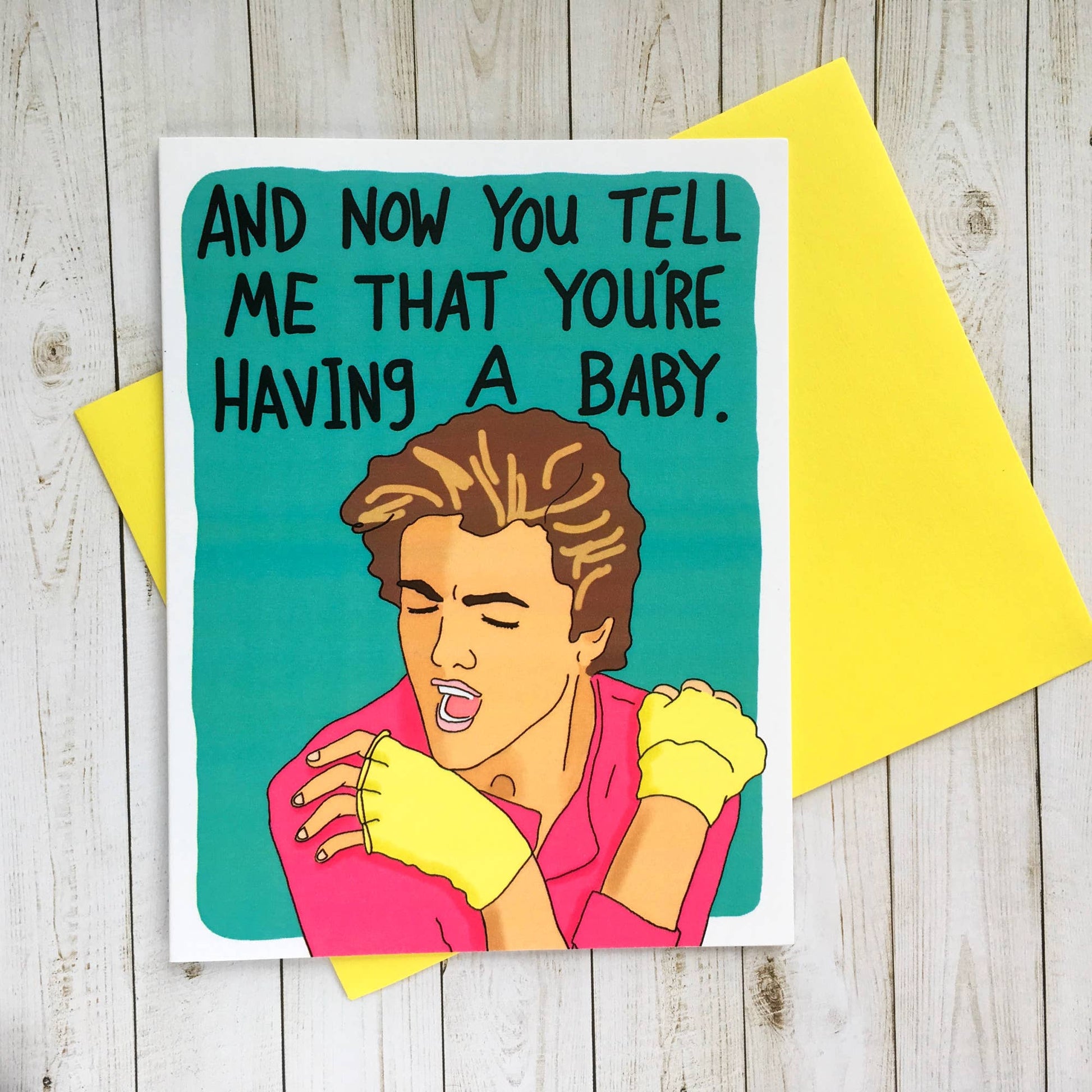 Having A Baby George Michael '80s Funny Baby Card