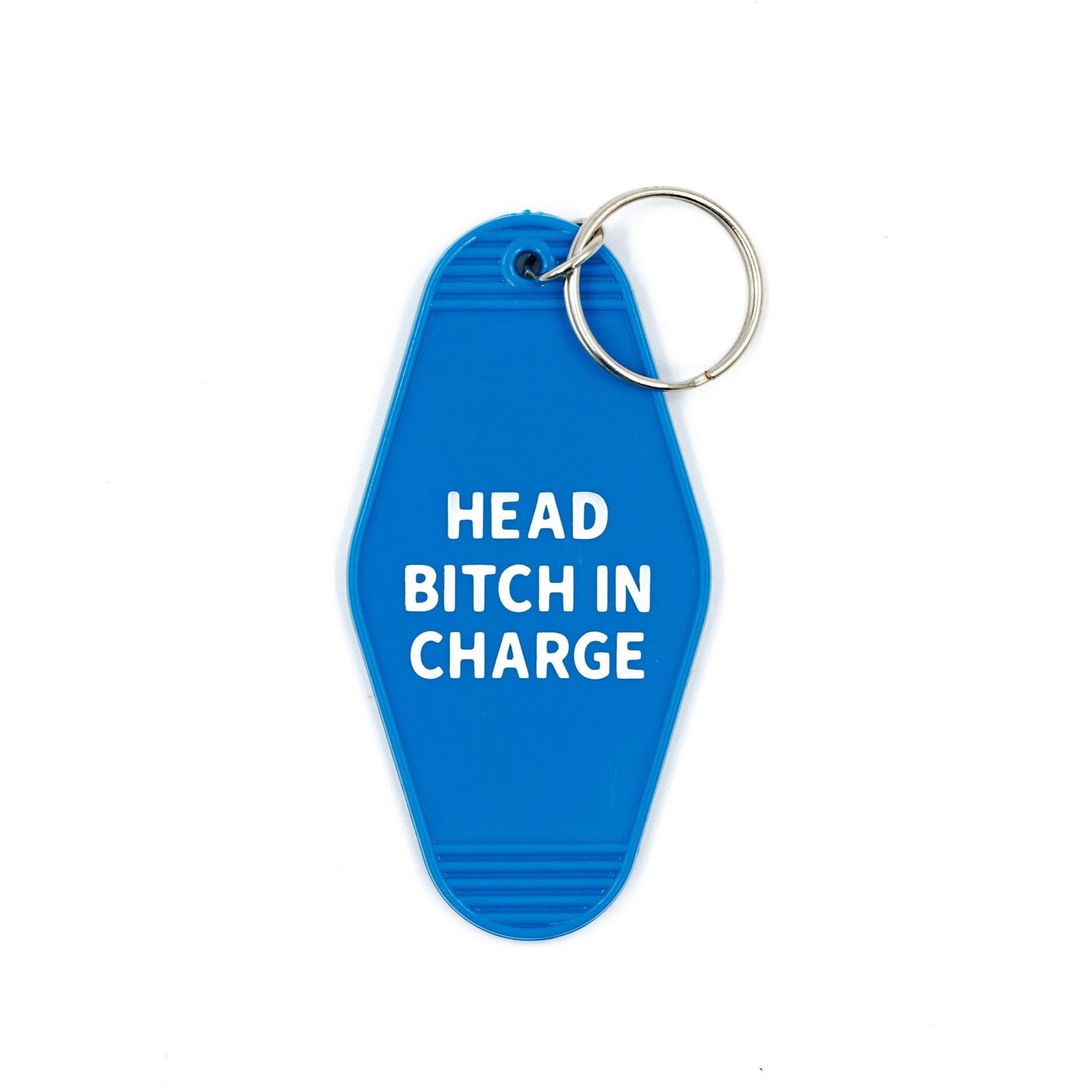 Head Bitch in Charge Motel Style Keychain in Blue