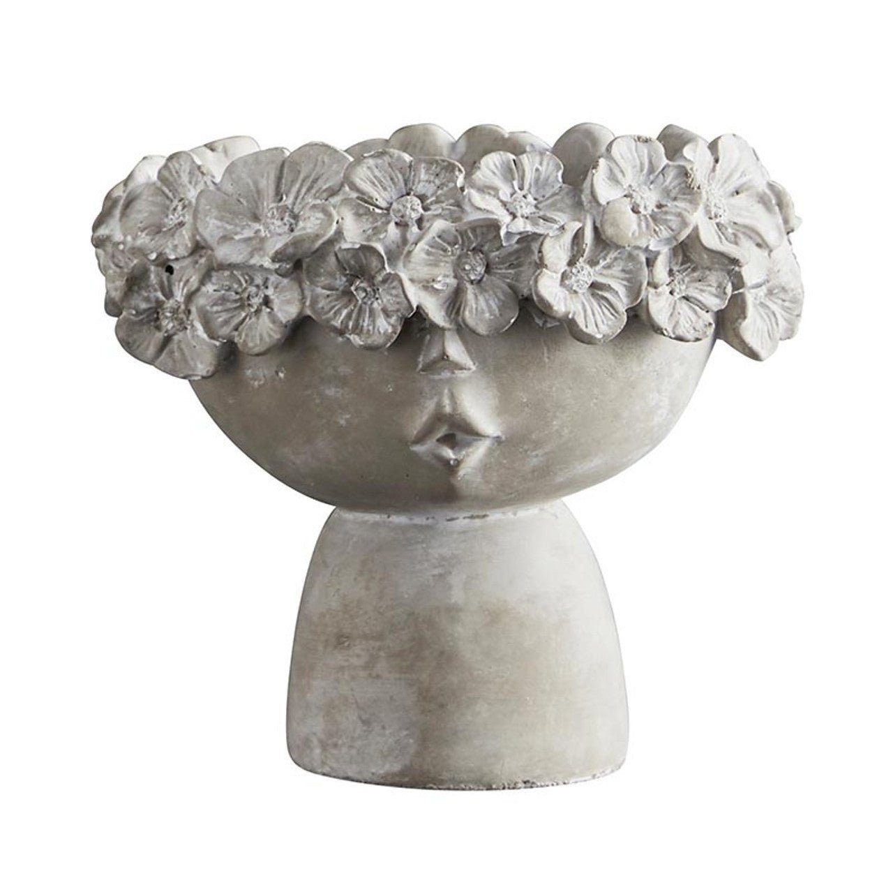 Head Pot Cement Garden Planter | Cherub Pedestal for Flowers, Succulents | 5.5" Tall