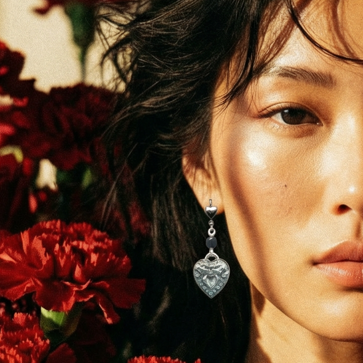 Heart Bow Rockware Dangle Earrings