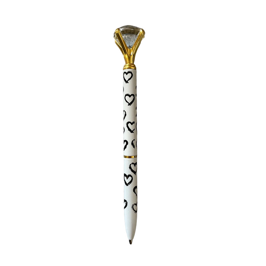Heart Gem Pen in Gift Box | Jewel-Topped Gift Pen | Box Reads "Sealed with a Kiss"