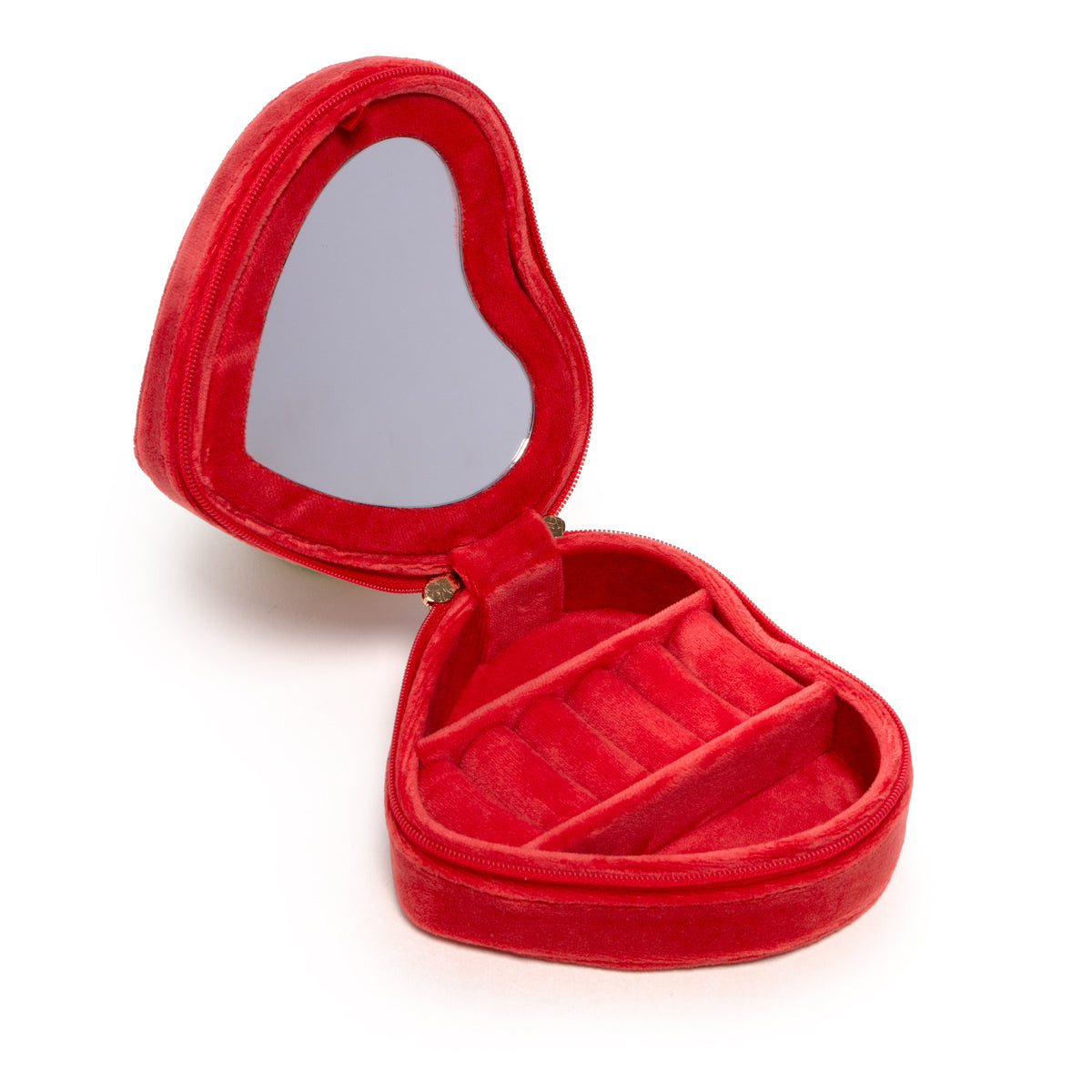 Red Heart & Roses Velvet Jewelry Travel Case