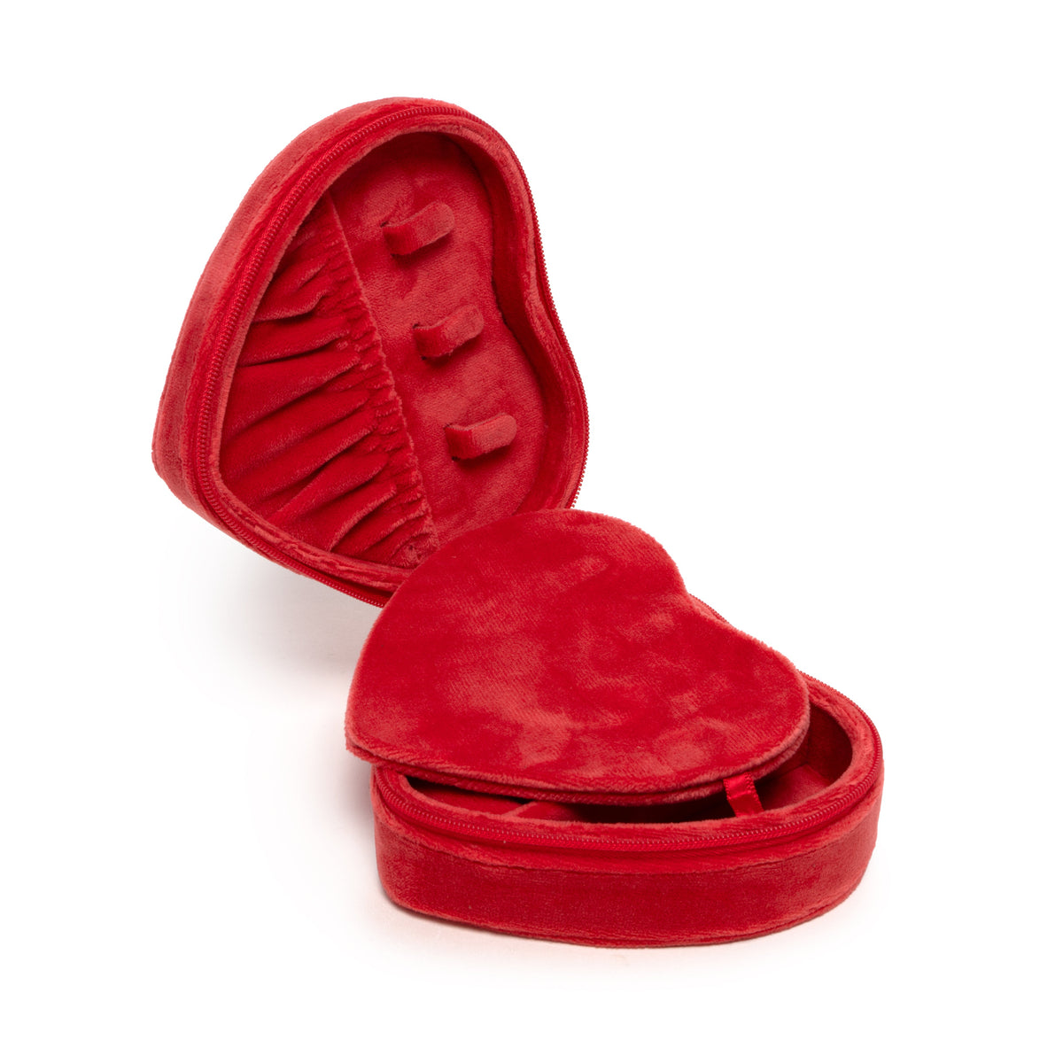 Red Heart & Roses Velvet Jewelry Travel Case