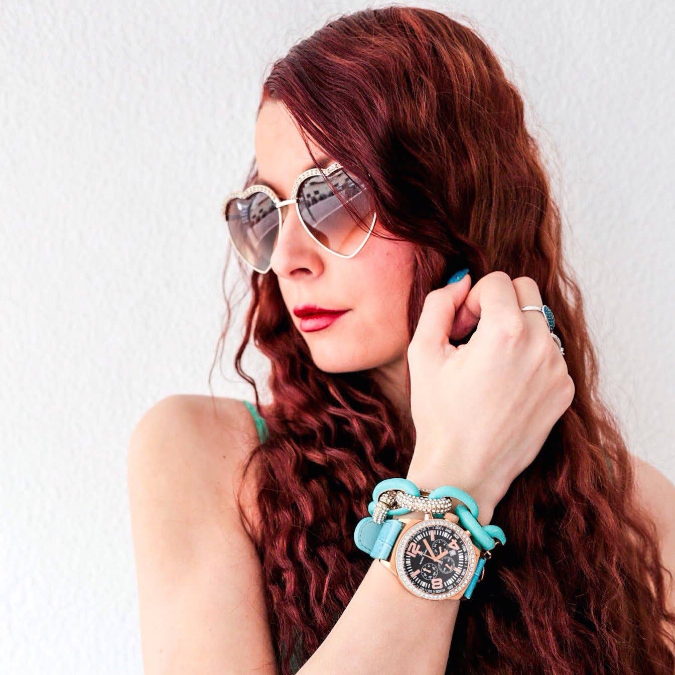 Heart Shape Rhinestone Aviator Sunglasses | Glam Silver Metal Frame UV400 Women’s Fashion Shades