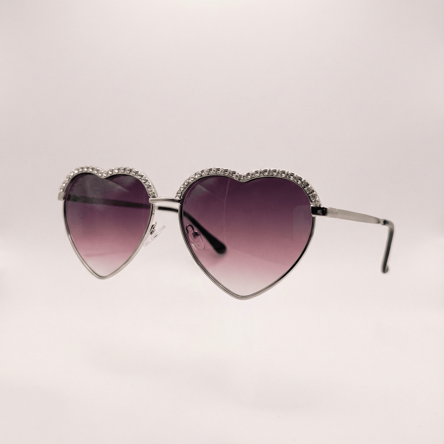Heart Shape Rhinestone Aviator Sunglasses | Glam Silver Metal Frame UV400 Women’s Fashion Shades