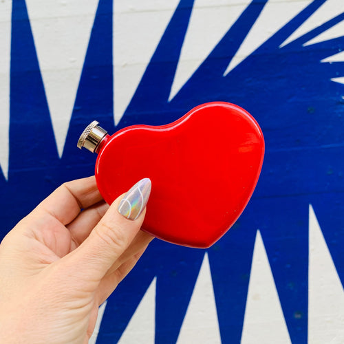 Heart-Shaped Hip Flask in Red