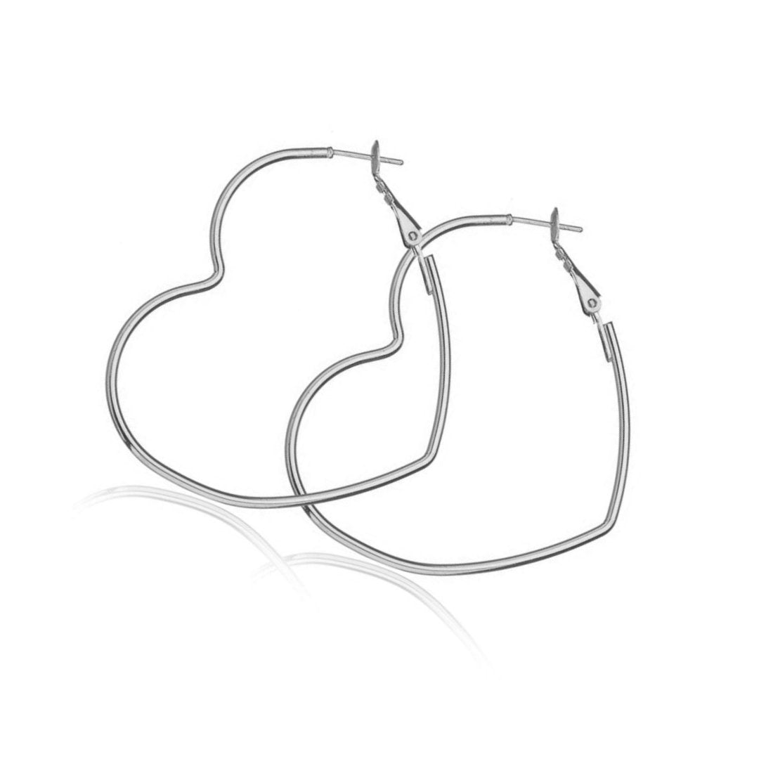 Heart Shaped Hoop Earrings (Silver or Gold)